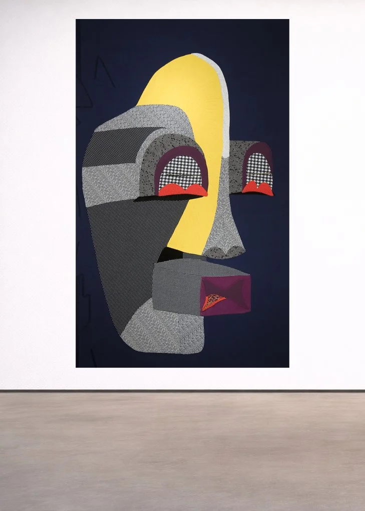  XOXO, 2012  VARIOUS FABRICS, EMBROIDERIES &amp; BEADS,  84 X 52 INCHES (213 X 132 CM)  EXHIBITED IN 2012,  TAMBARAN GALLERY, NEW YORK  PRIVATE COLLECTION, NEW YORK 