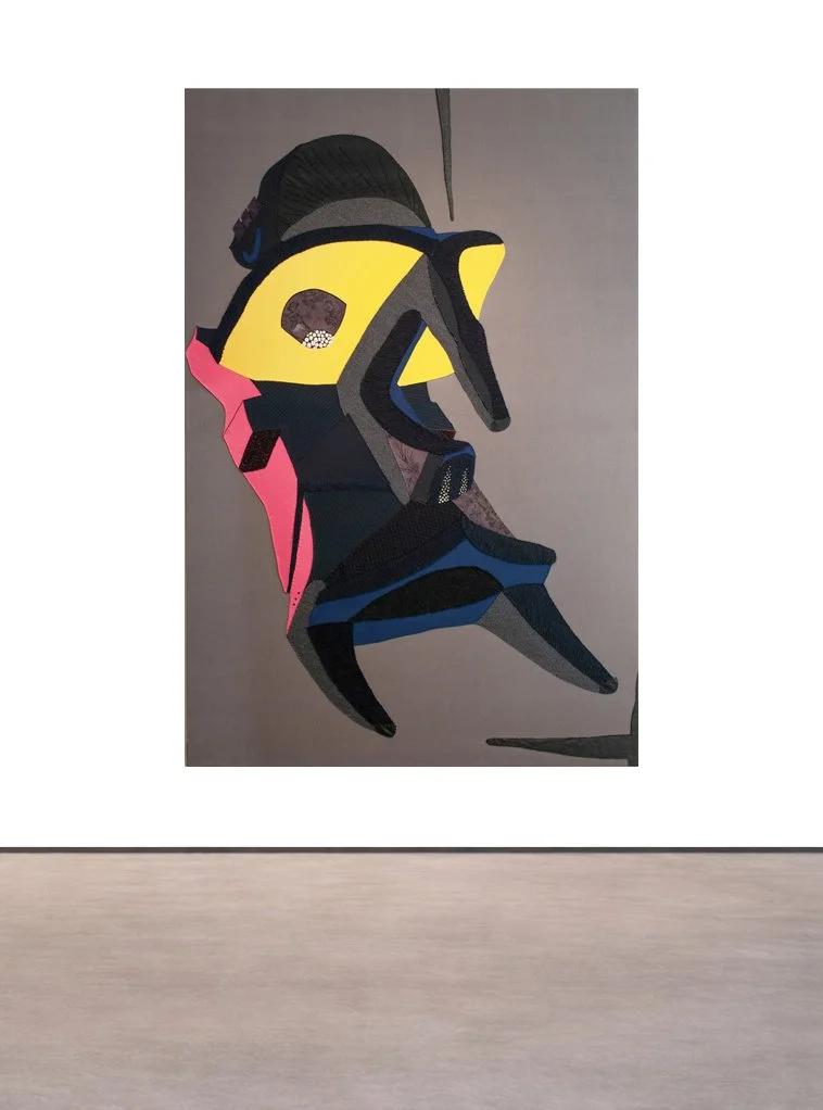  FLOATING ELEPHANT, 2011  VARIOUS FABRICS, EMBROIDERIES AND BEADS, 84 X 56 INCHES (213 X 142 CM)&nbsp;  EXHIBITED IN 2025-26 JMB FINE ARTS GALLERY, HUDSON, NY&nbsp;| 2012,  TAMBARAN GALLERY, NYC 