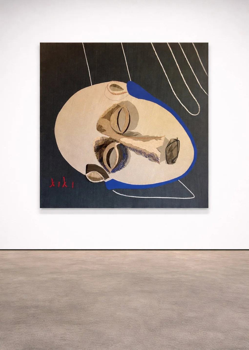  KIKI, 2022&nbsp;  VARIOUS FABRICS &amp; EMBROIDERIES, 55 X 56 INCHES (140 X 142 CM)  EXHIBITED IN 2025-26,  JMB FINE ARTS GALLERY, HUDSON, NY&nbsp;| 2024, TAMBARAN GALLERY, NYC 