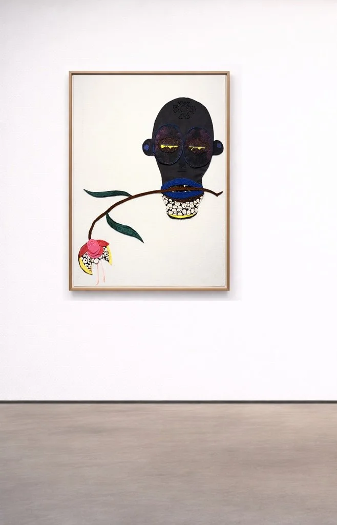 Florence Vacher | Flora, 2025, various fabrics & embroideries; 30 x 22.5 inches (76.2 x 57 cm) Frame: UV filter & museum | Exhibited in 2025-26, JMB Fine Arts, Hudson, NY