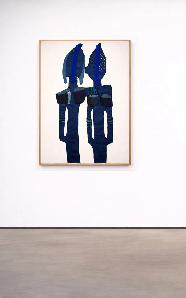 Florence Vacher | Lovers, 2025, various fabrics & embroideries; 30 x 22.5 inches (76.2 x 57 cm) Frame: UV filter & museum | Exhibited in 2025-26 JMB Fine Arts, Hudson, NY | Sold