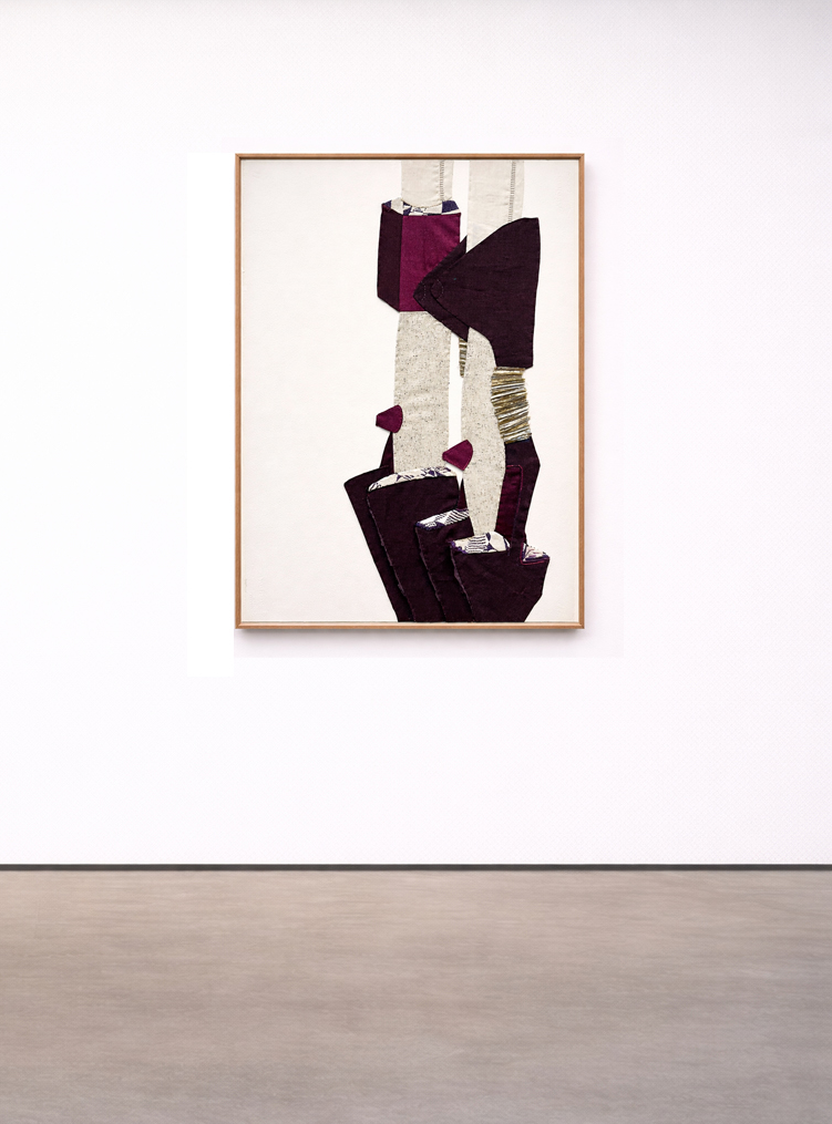 Florence Vacher | Jill & Jim, 2025, various fabrics & embroideries; 30 x 22.5 inches (76.2 x 57 cm) Frame: UV filter & museum | Exhibited in 2025-26, JMB Fine Arts, Hudson, NY