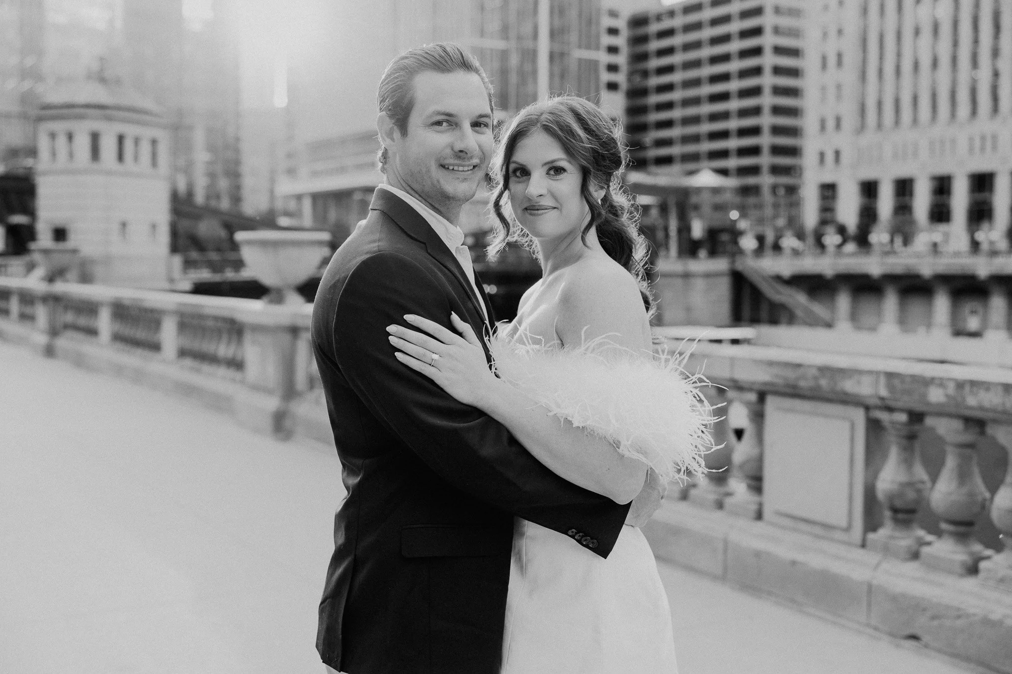 downtown chicago riverwalk engagement photos