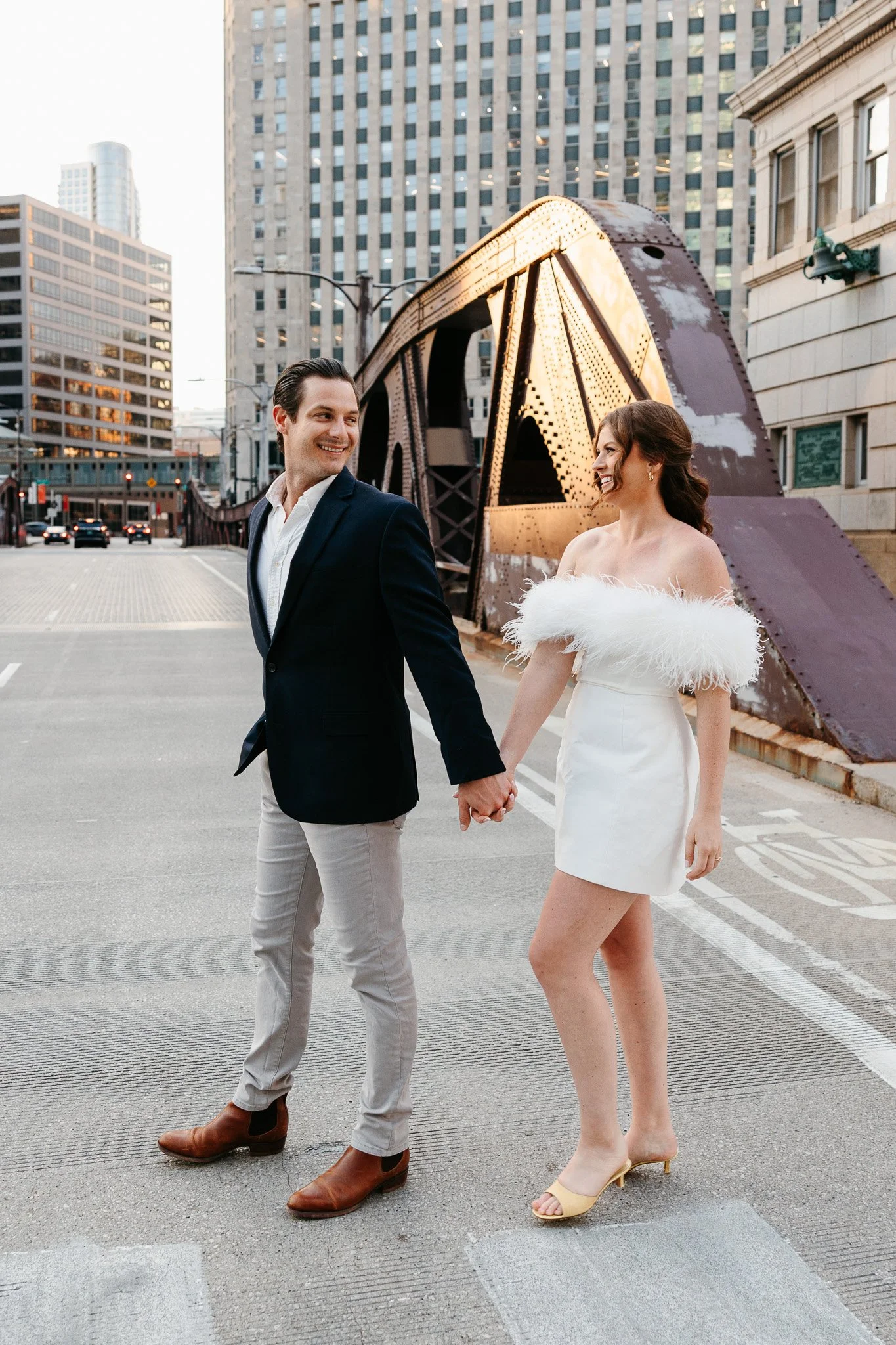 downtown chicago riverwalk engagement photos