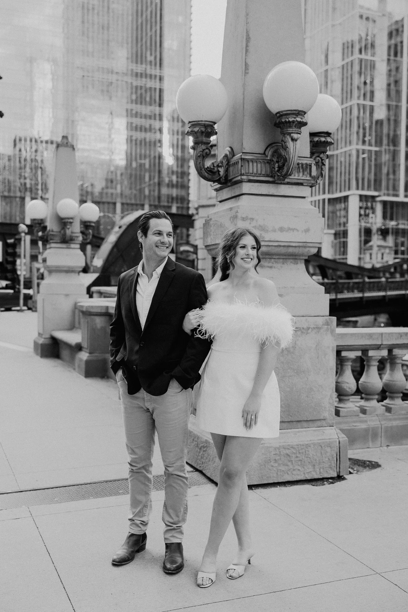 downtown chicago riverwalk engagement photos
