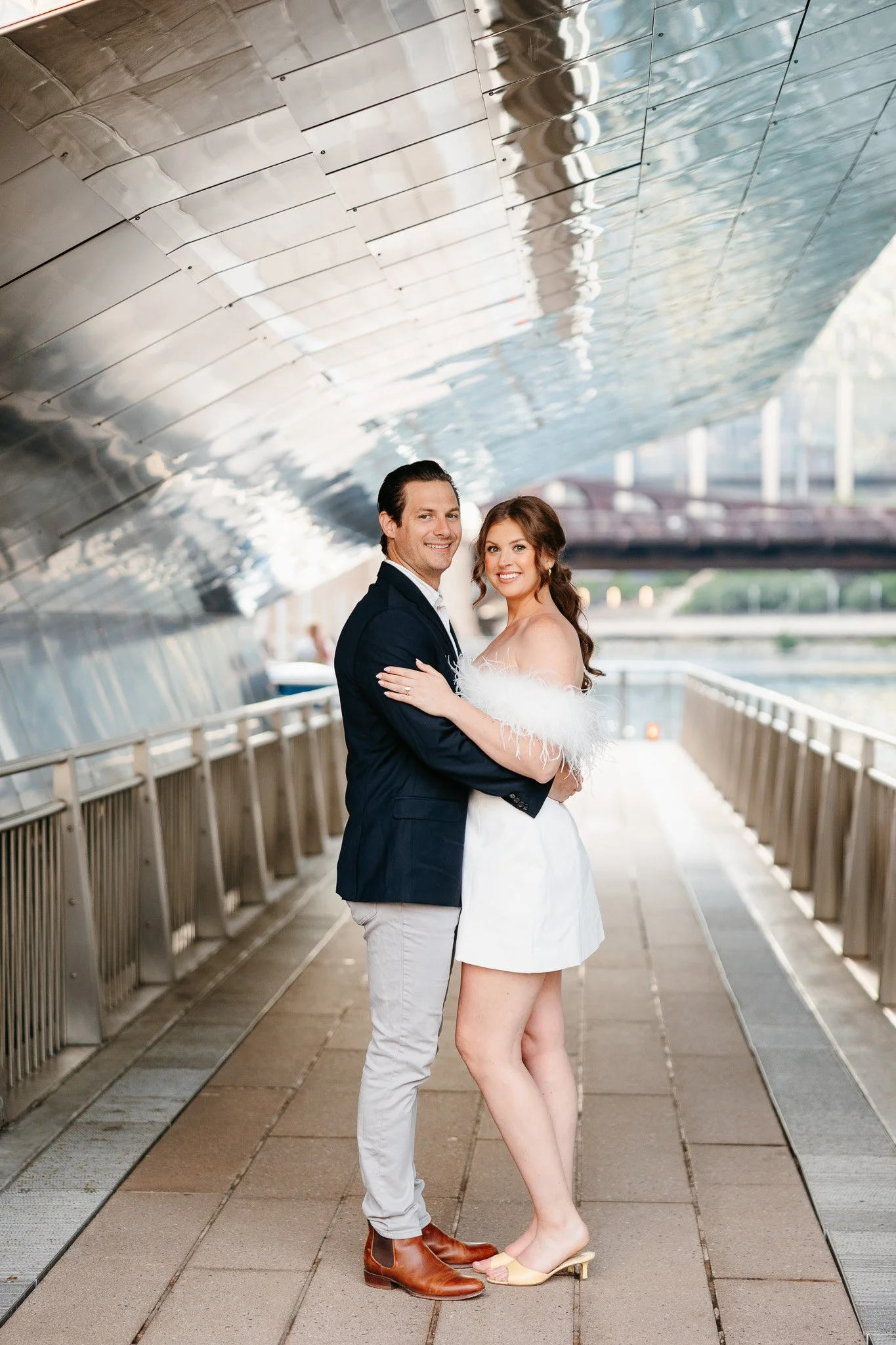 downtown chicago riverwalk engagement photos