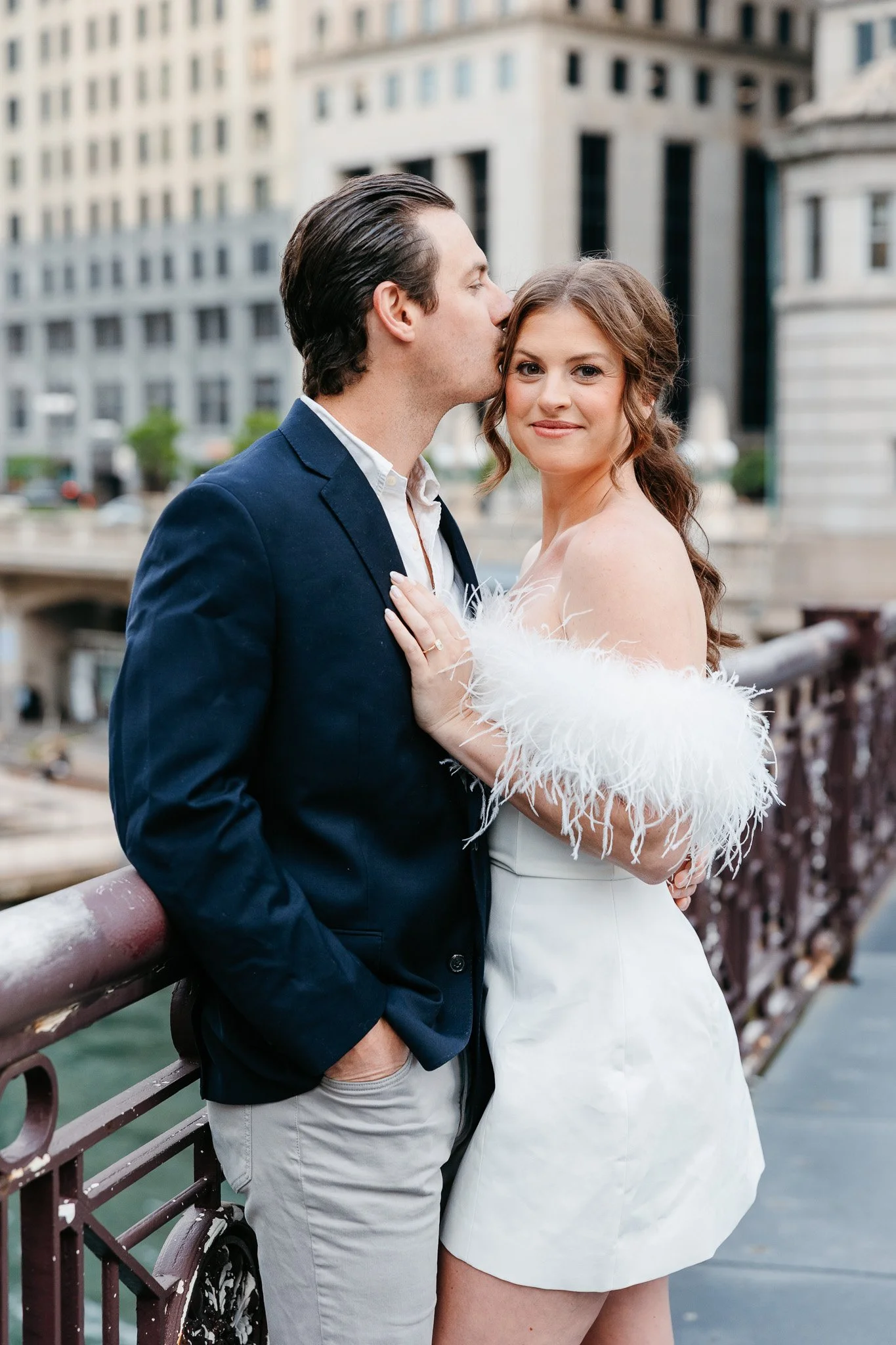 downtown chicago riverwalk engagement photos