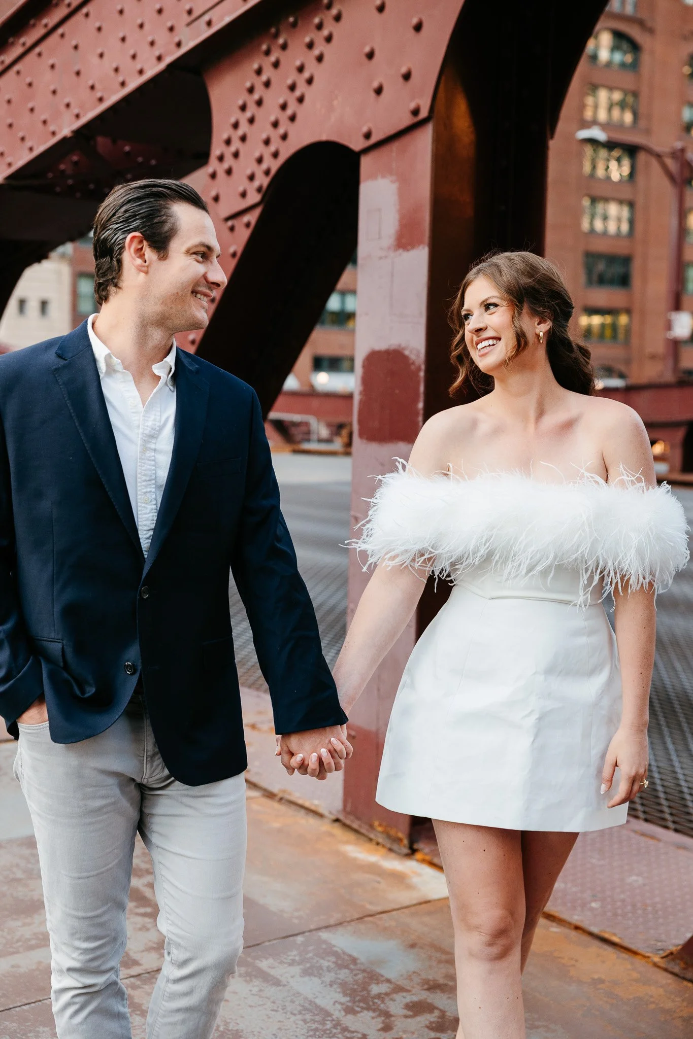 downtown chicago riverwalk engagement photos