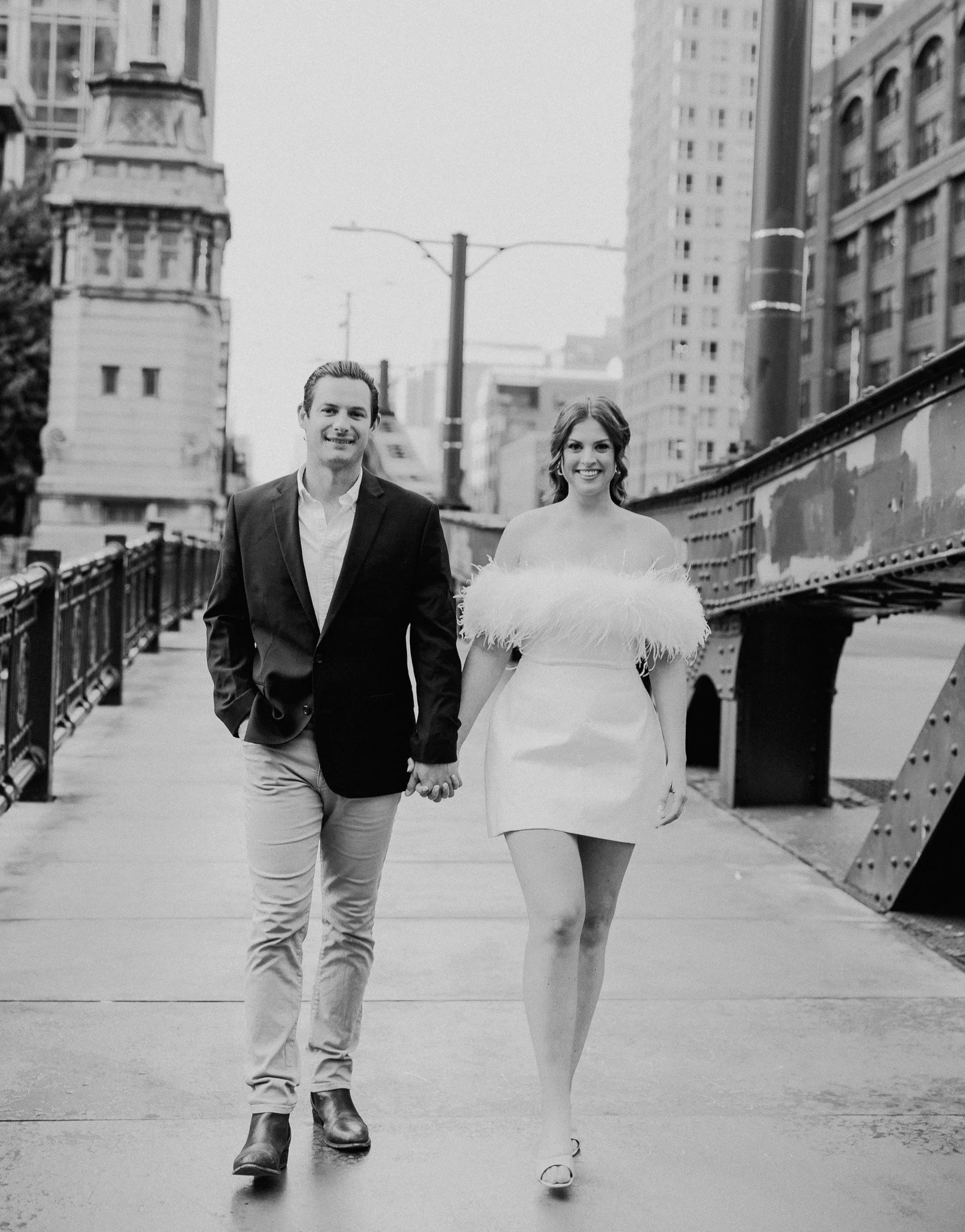 downtown chicago riverwalk engagement photos