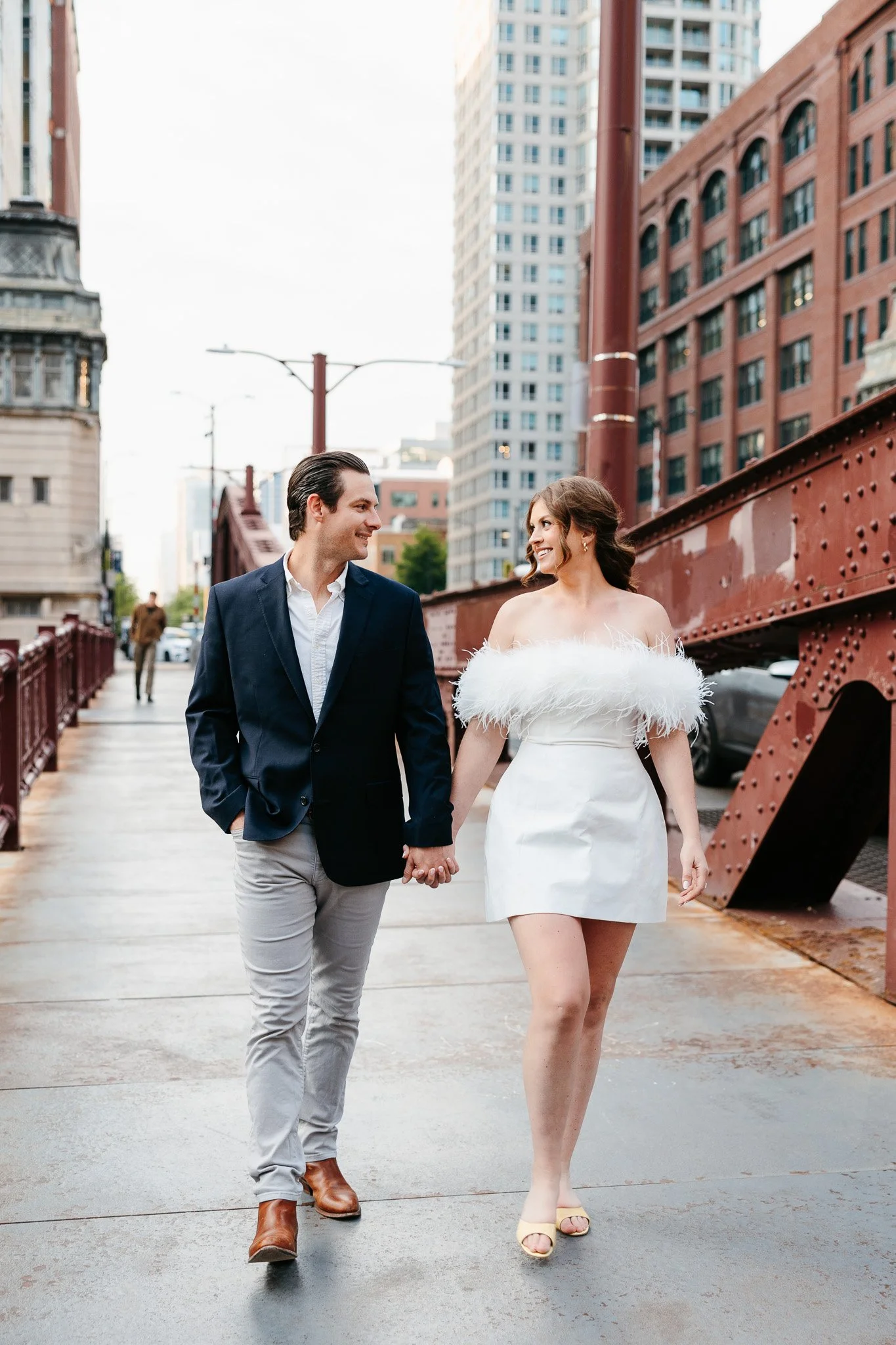 downtown chicago riverwalk engagement photos