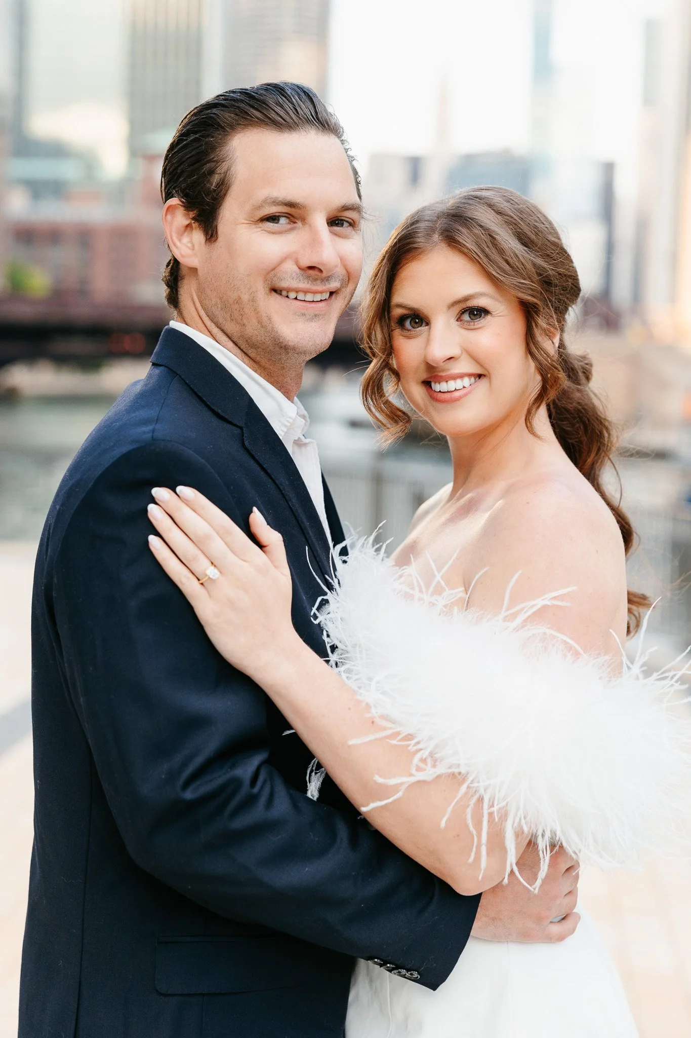 downtown chicago riverwalk engagement photos