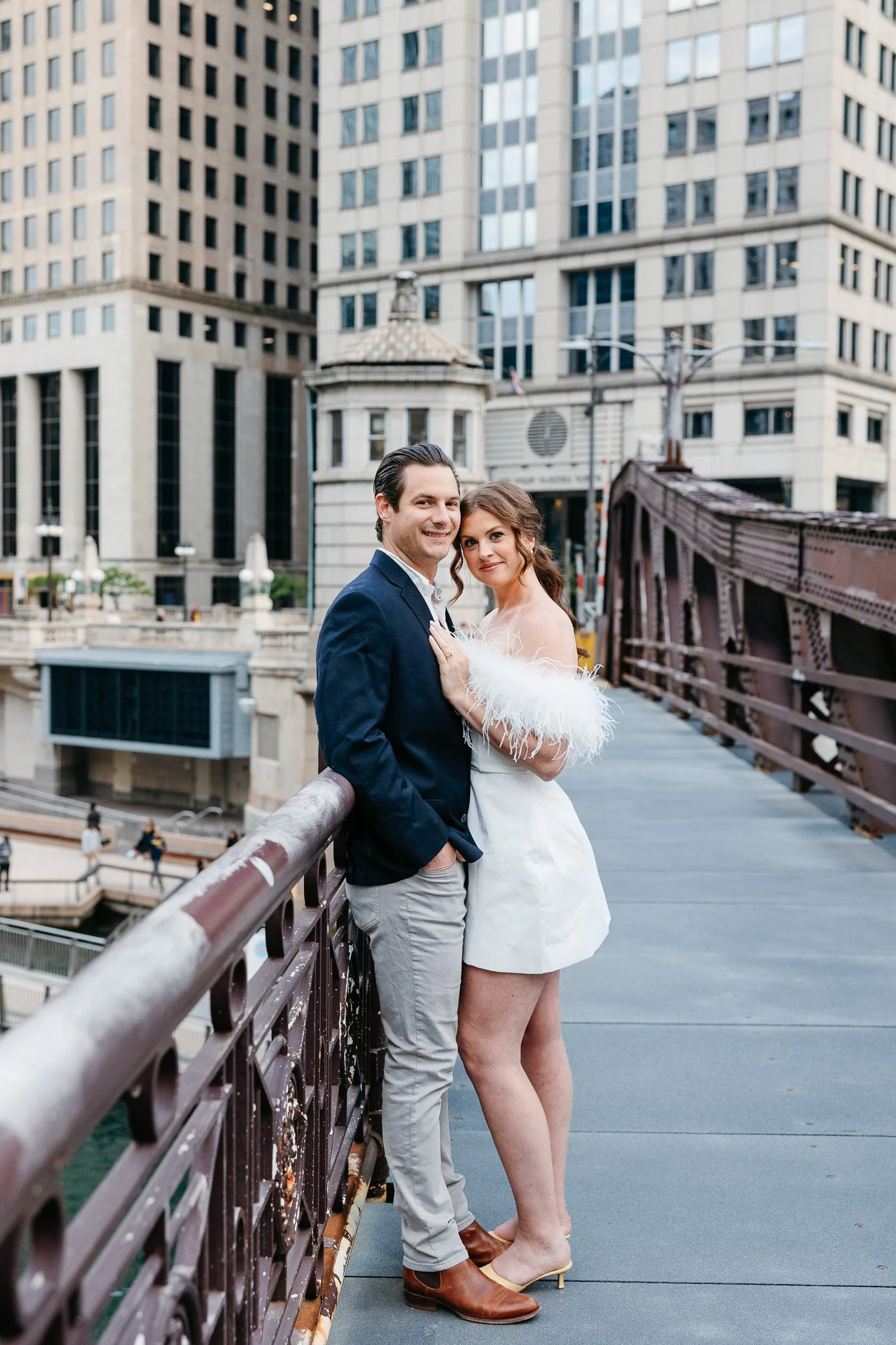 downtown chicago riverwalk engagement photos