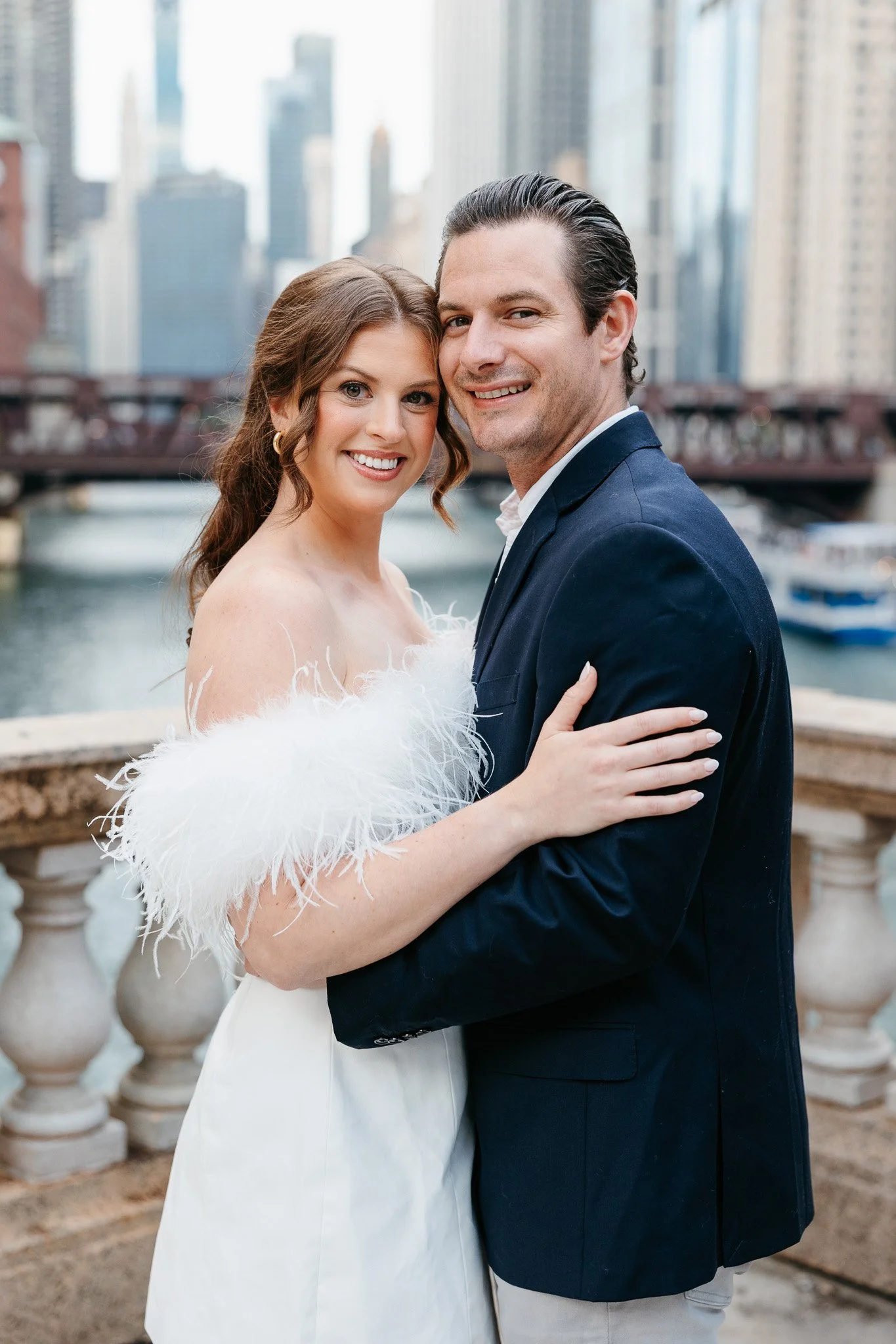 downtown chicago riverwalk engagement photos