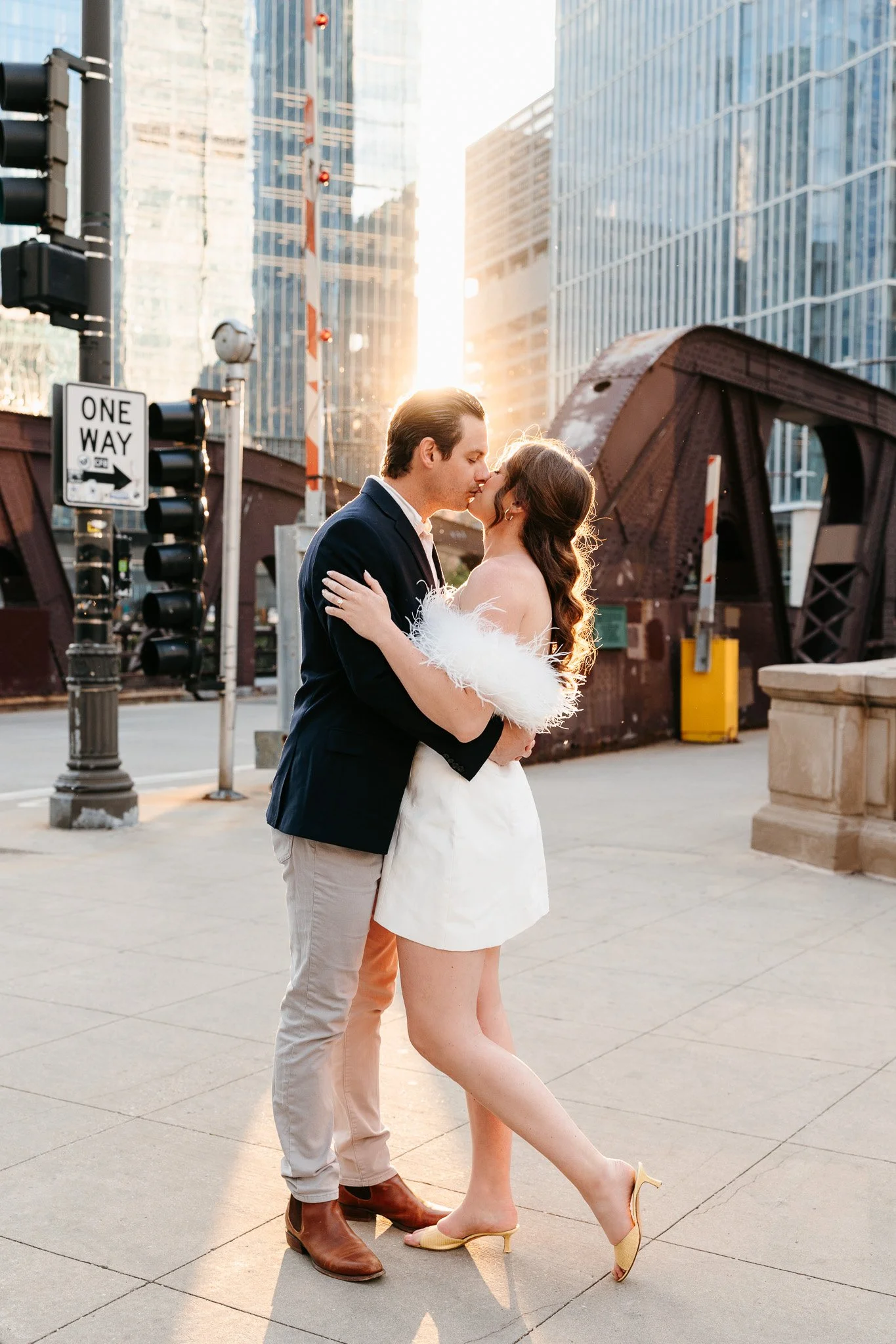 downtown chicago riverwalk engagement photos