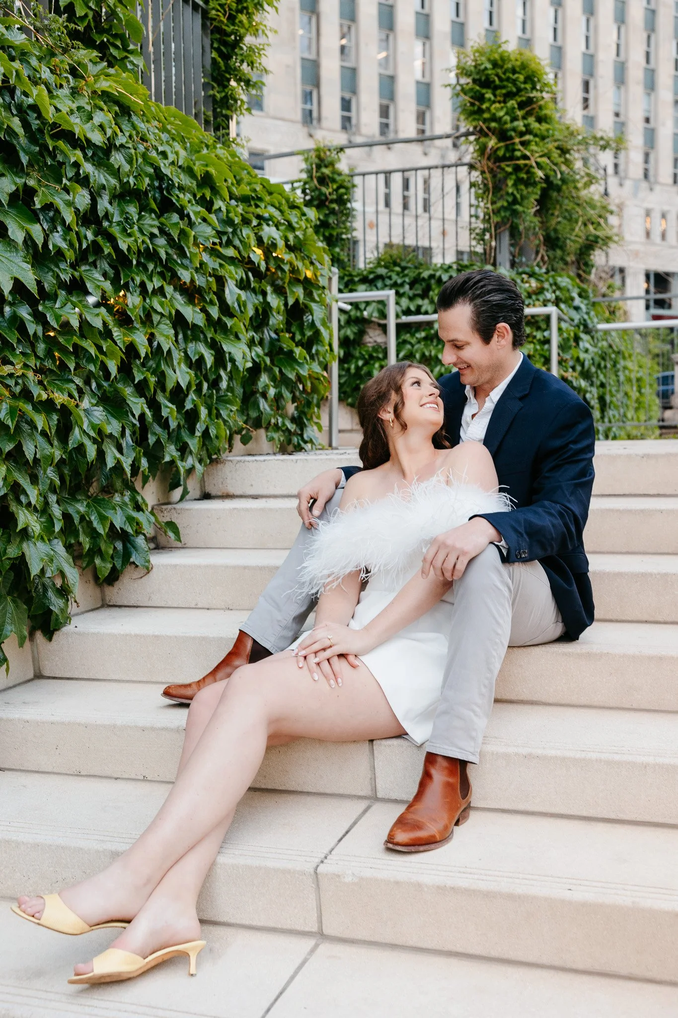 downtown chicago riverwalk engagement photos