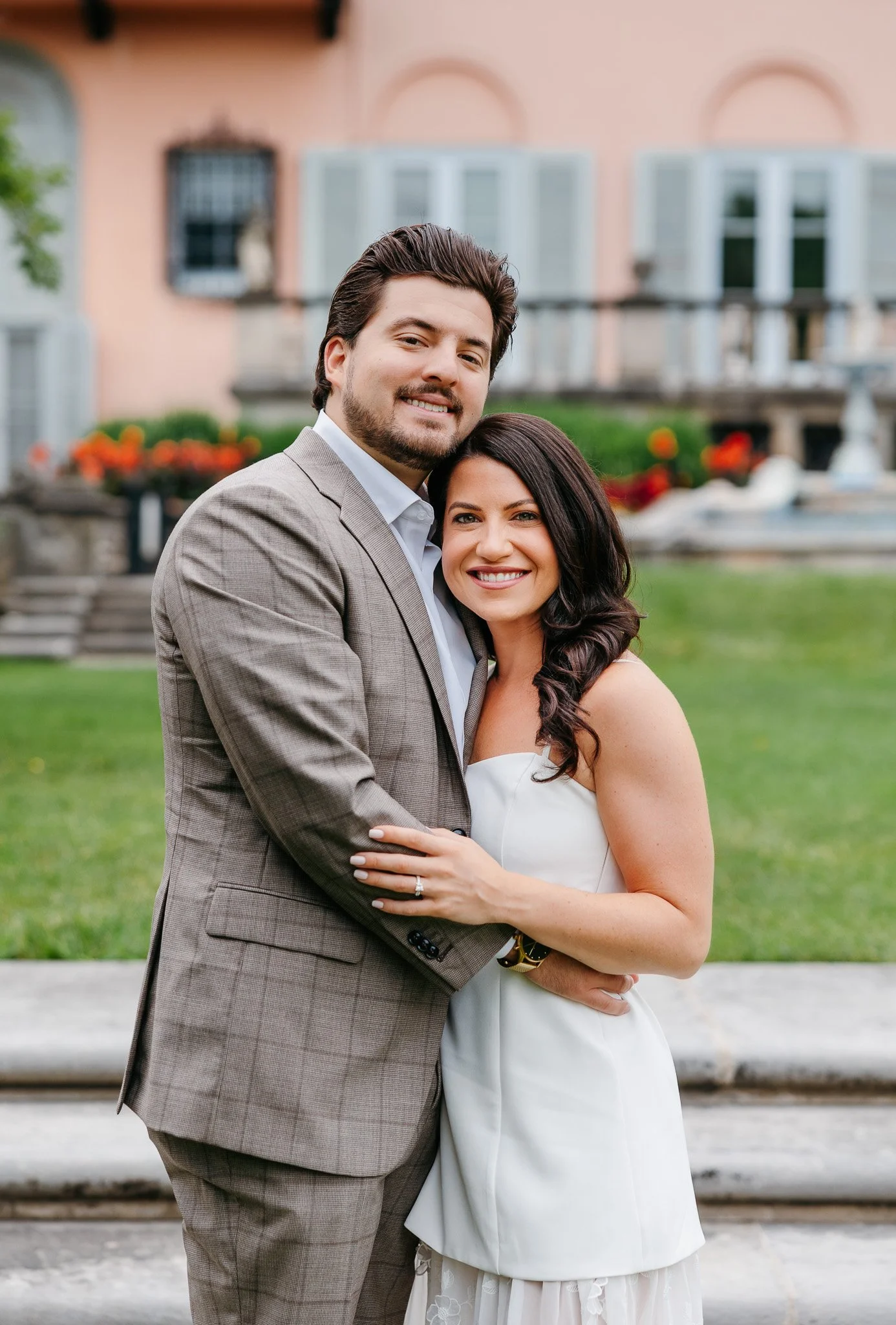 Romantic portraits at Cuneo Mansion gardens with a blend of digital and film photography.