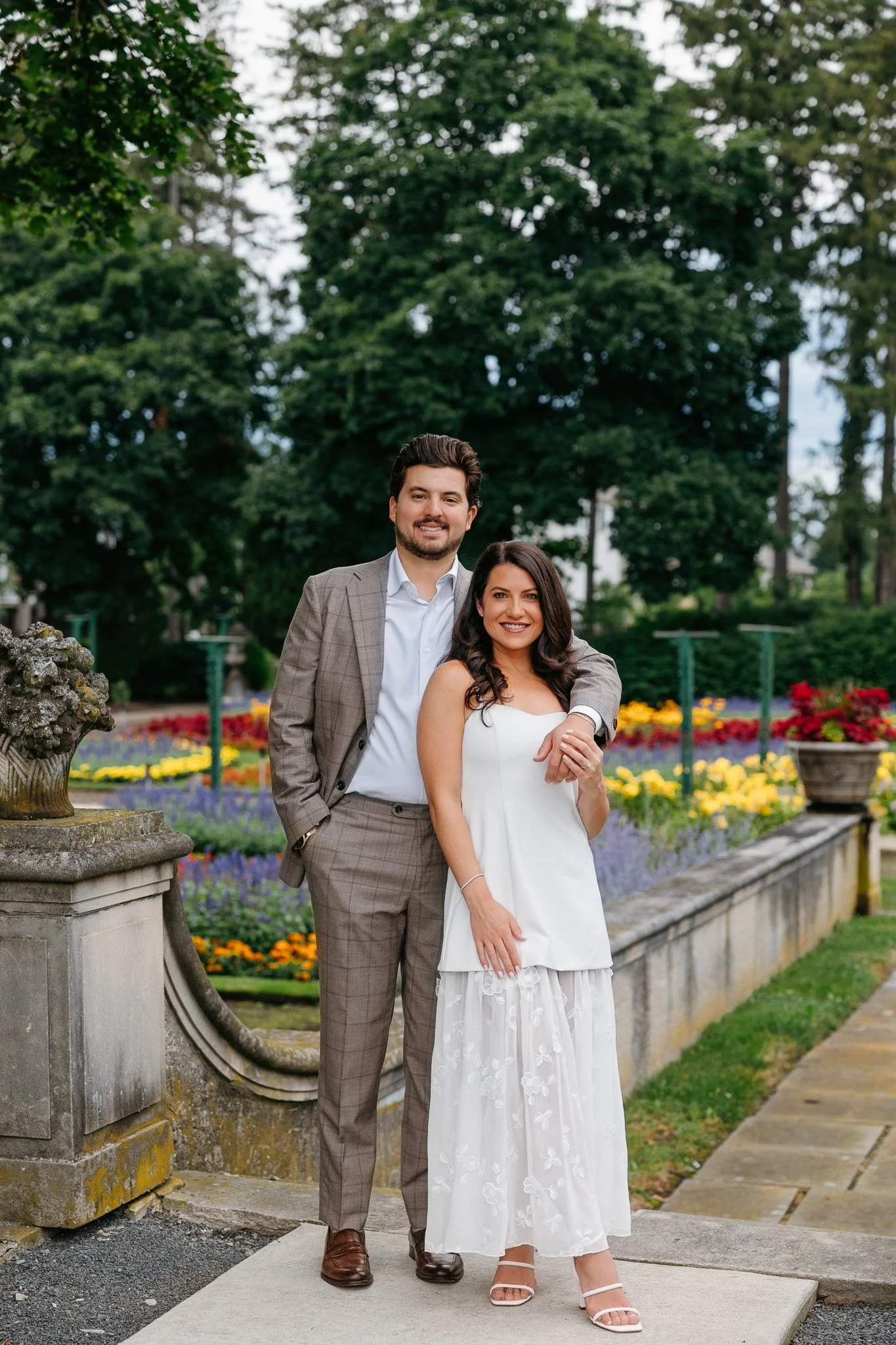 pride and prejudice inspired engagement session in garden