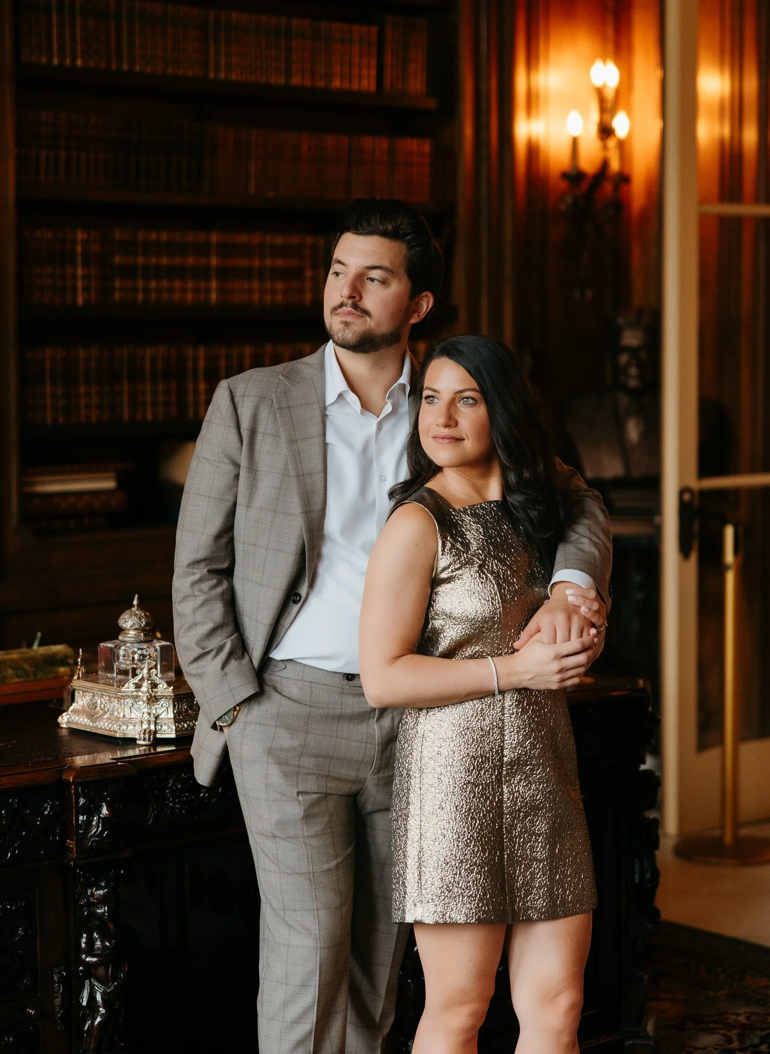 classic cuneo mansion engagement photos