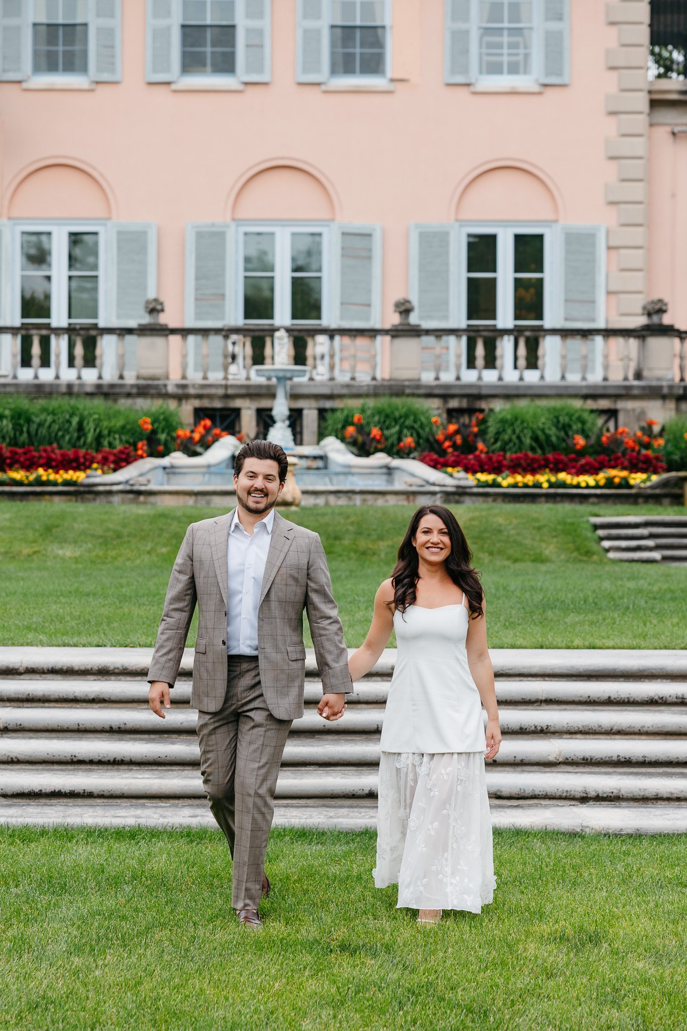 Romantic portraits at Cuneo Mansion gardens with a blend of digital and film photography.