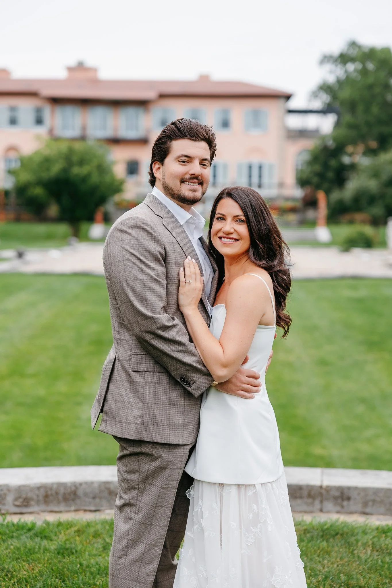 Joyful candid engagement session at Cuneo Mansion just outside of Chicago