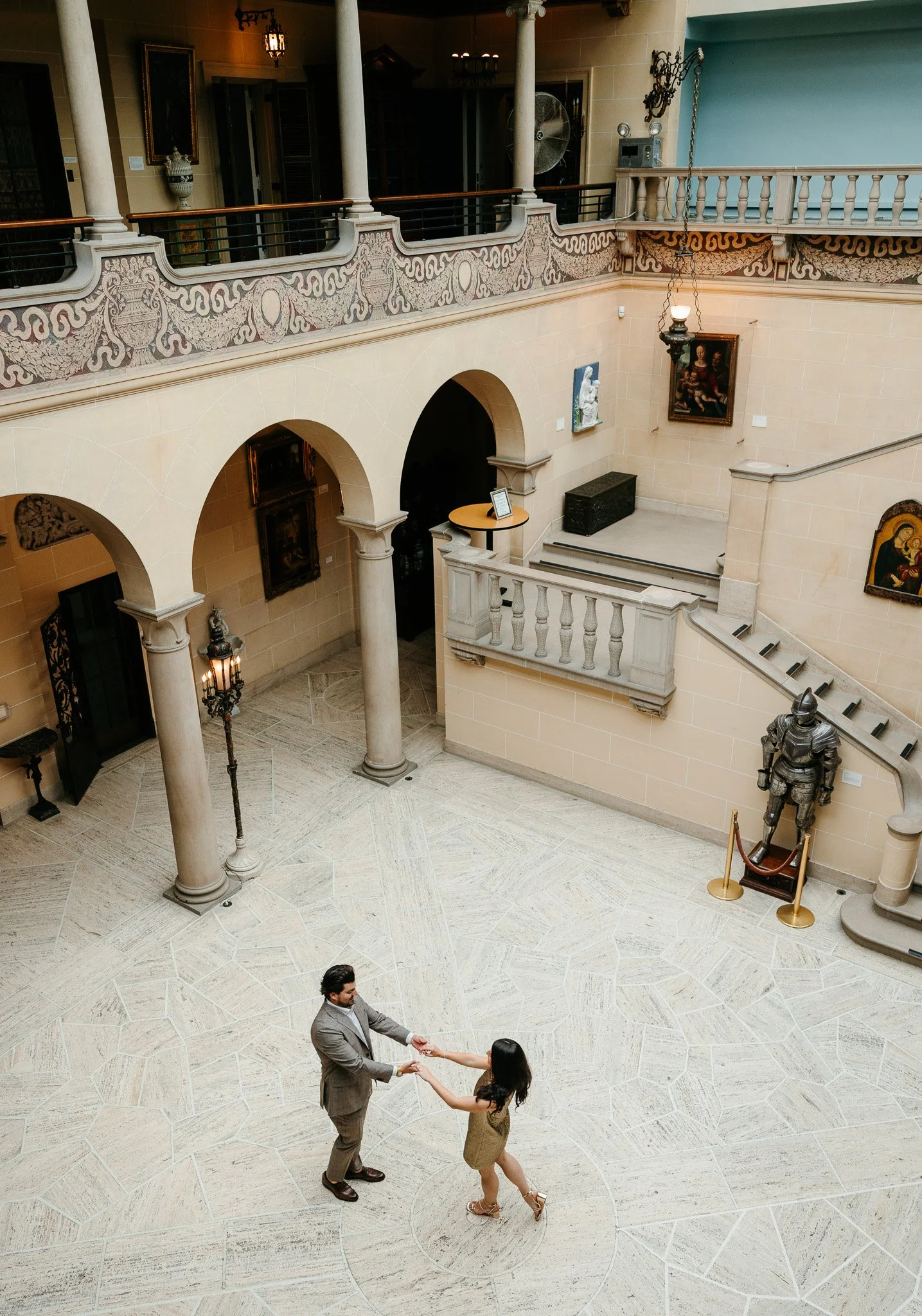 elegant cuneo mansion engagement photos in museum