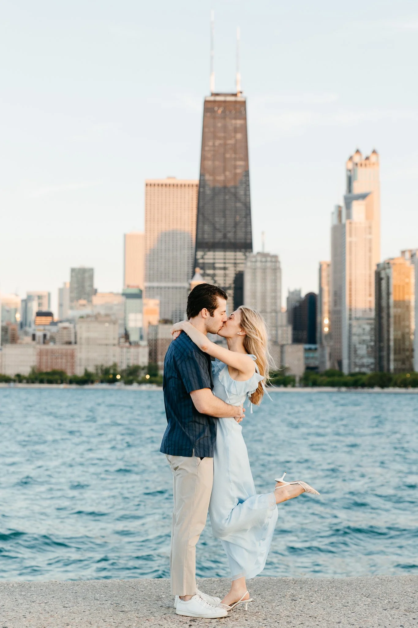 chicago lakefront summer engagement photos at north avenue beach