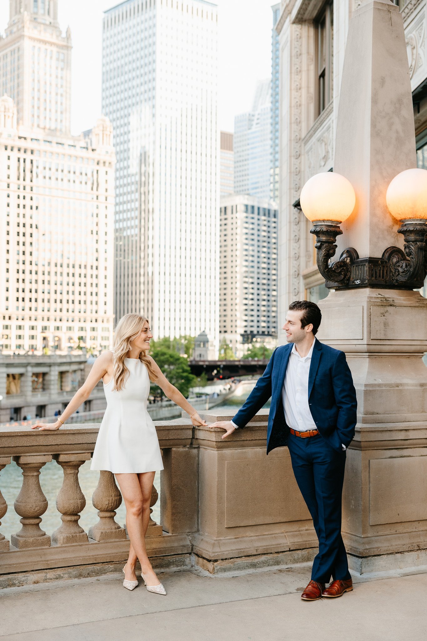 wrigley building chicago engagement photos