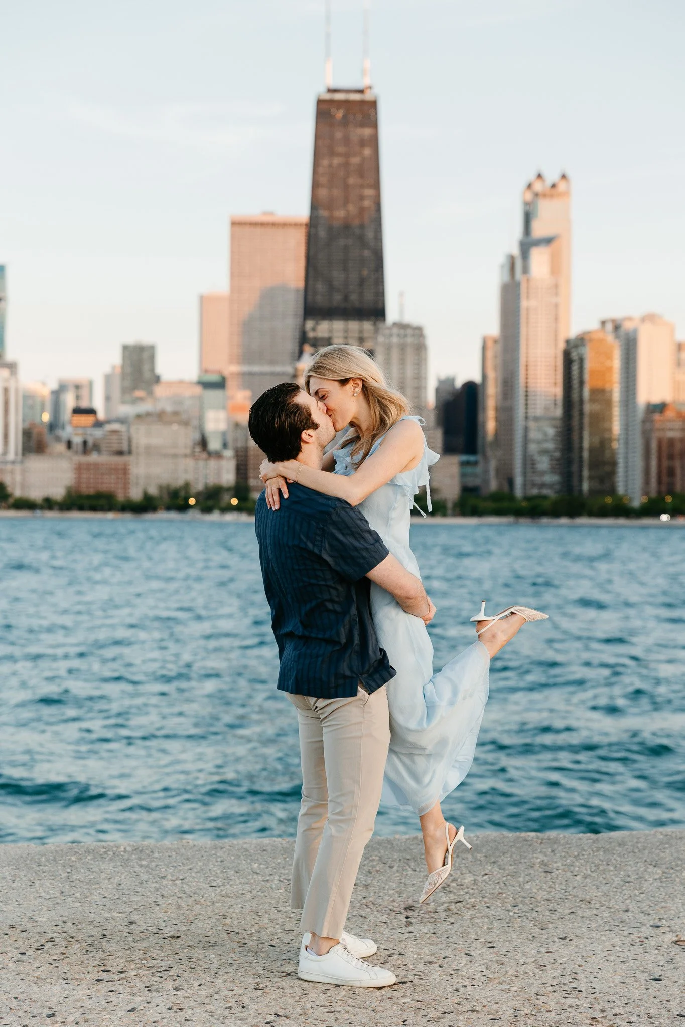 chicago lakefront summer engagement photos at north avenue beach