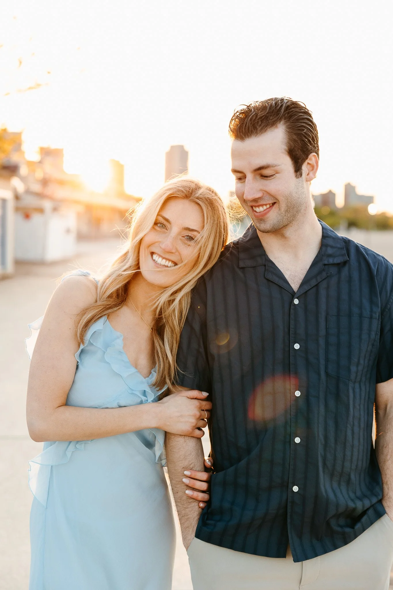 chicago lakefront summer engagement photos at north avenue beach