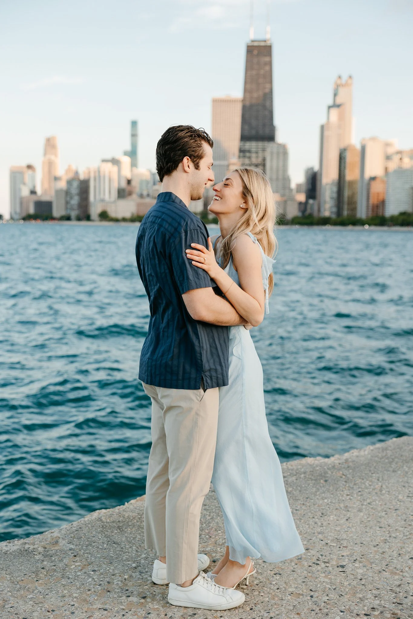 chicago lakefront summer engagement photos at north avenue beach