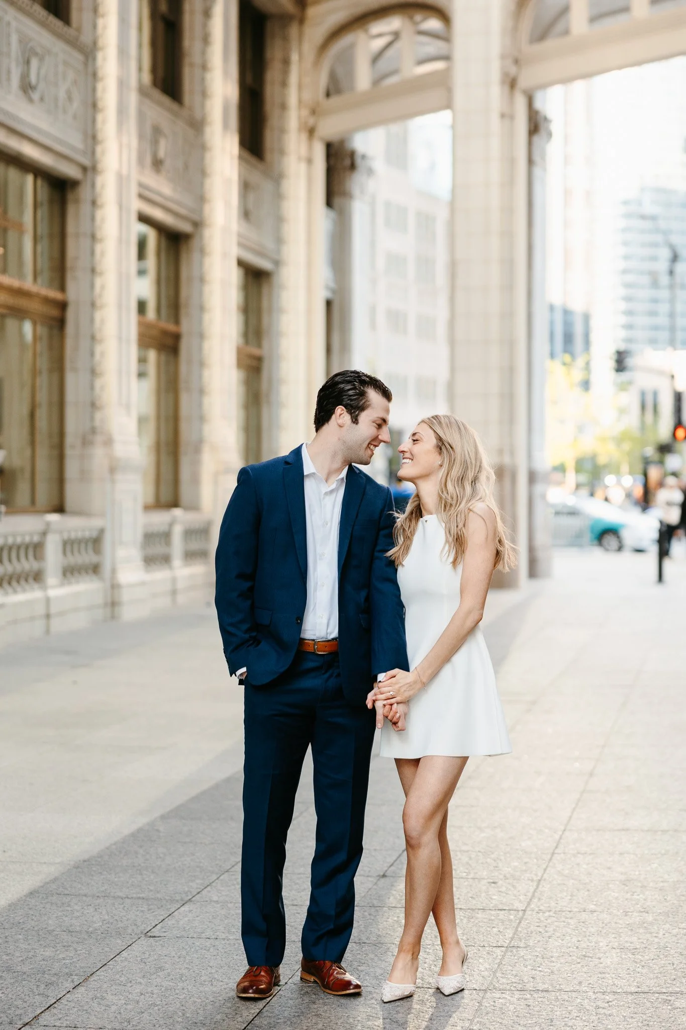wrigley building chicago engagement photos