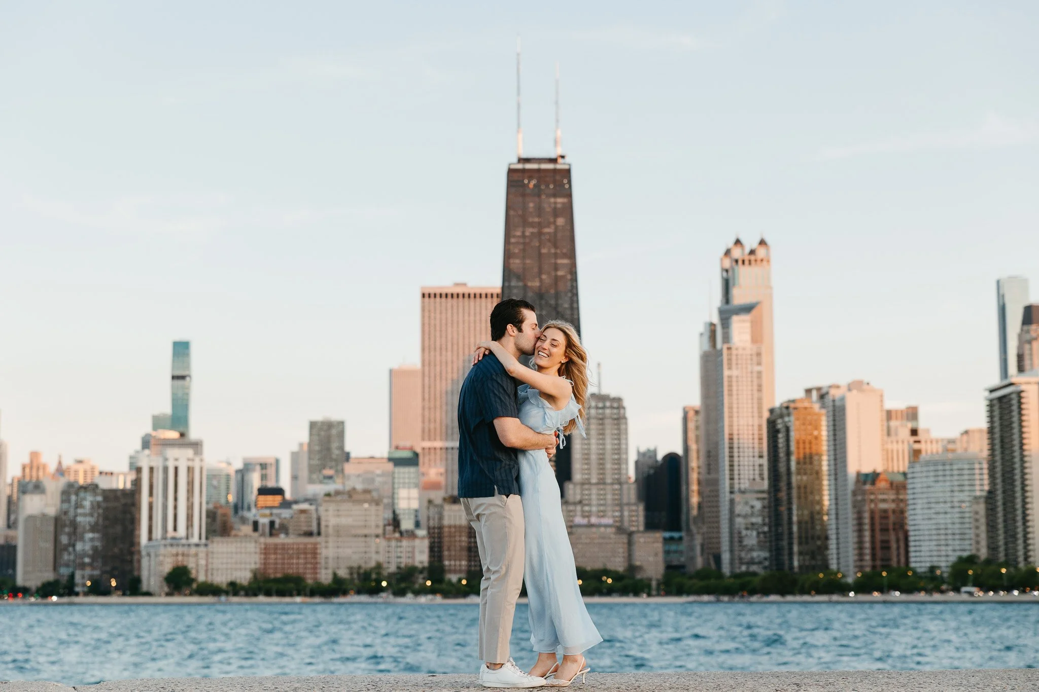 chicago lakefront summer engagement photos at north avenue beach