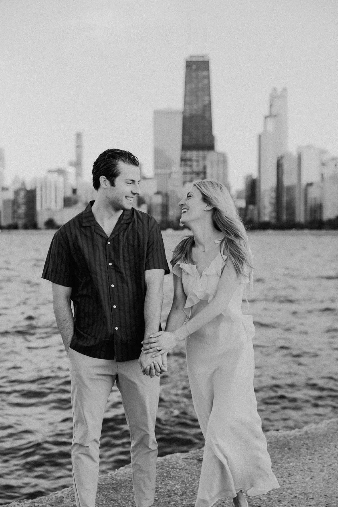 chicago lakefront summer engagement photos at north avenue beach