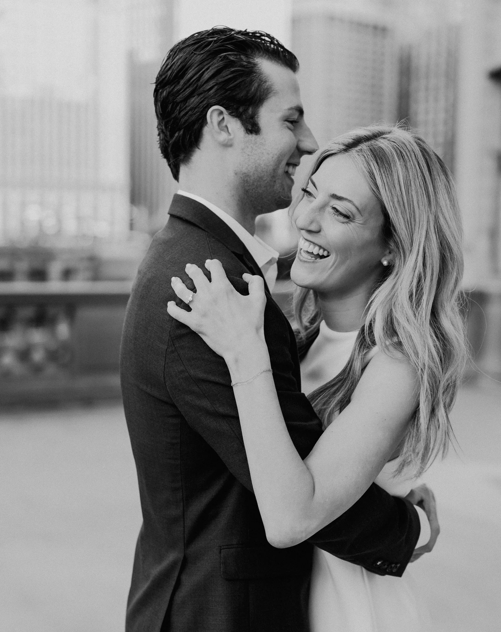 wrigley building chicago engagement photos black and white