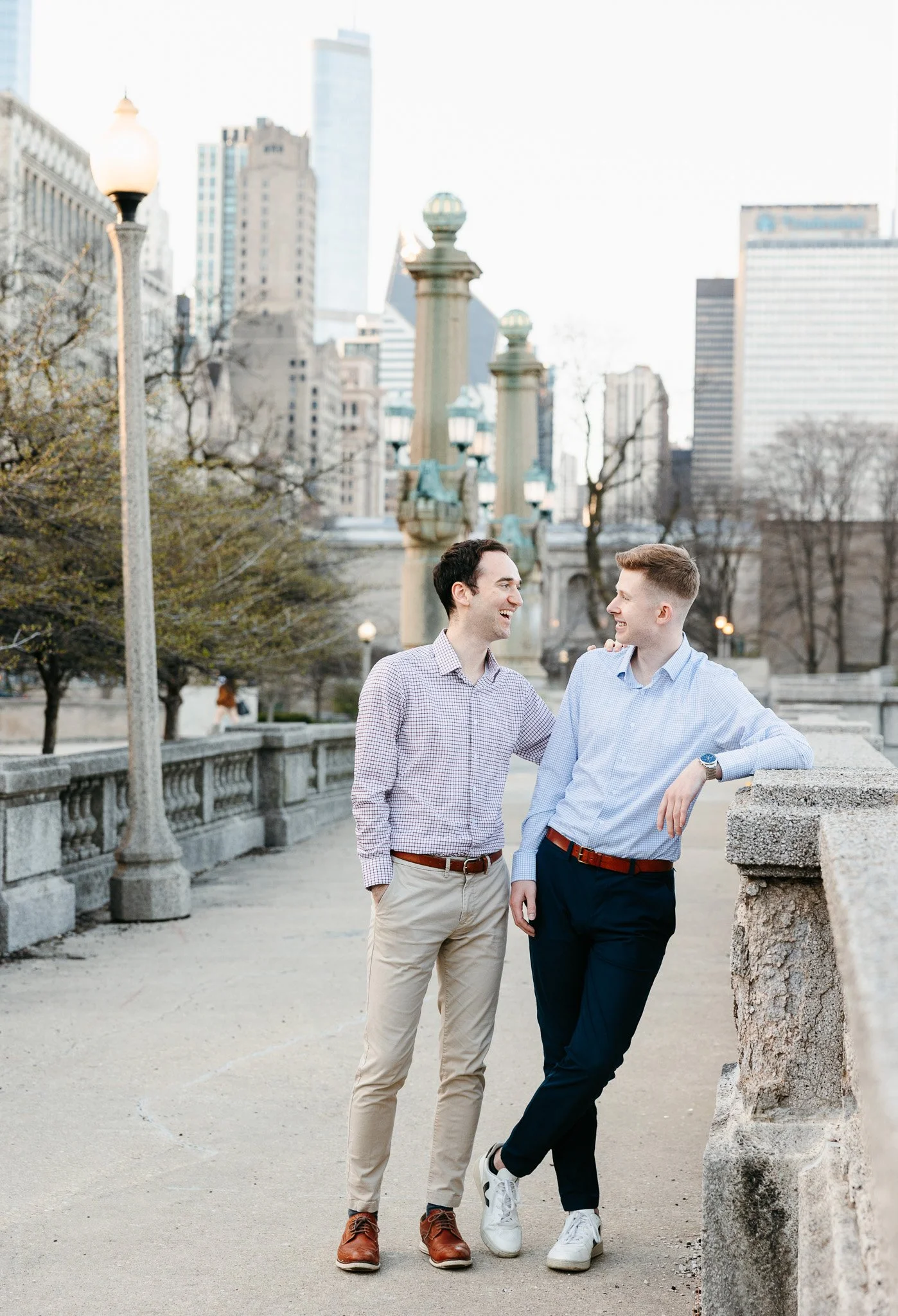 lgbtq couple downtown chicago engagement photos