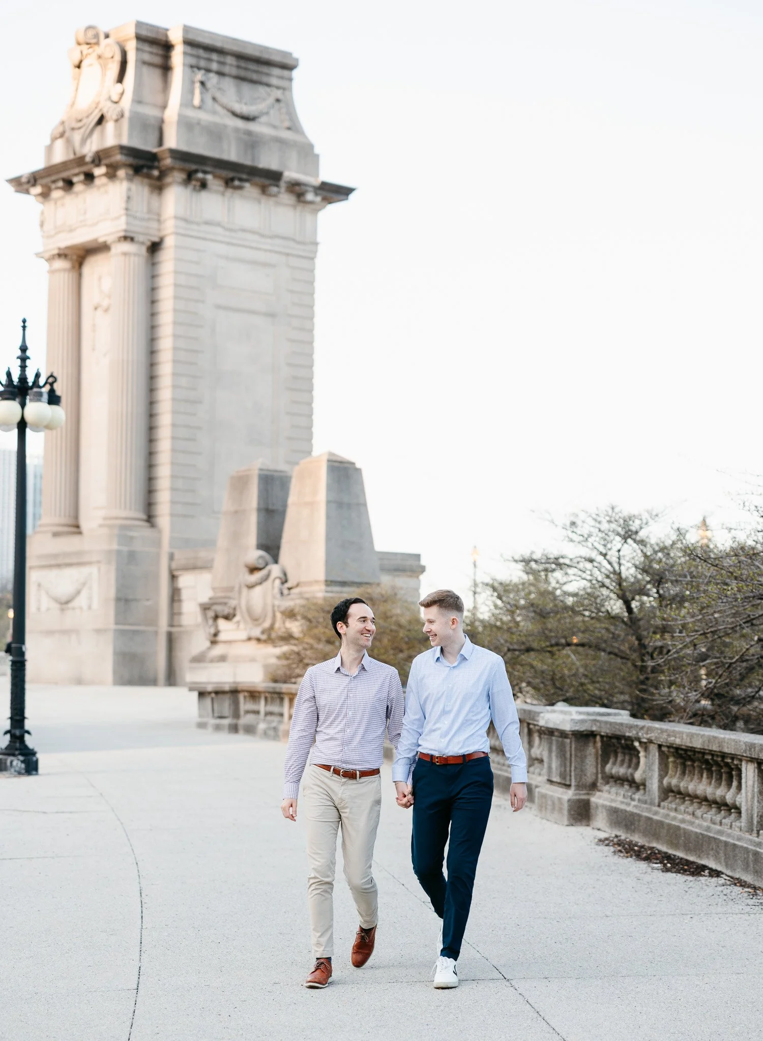 lgbtq couple downtown chicago engagement photos