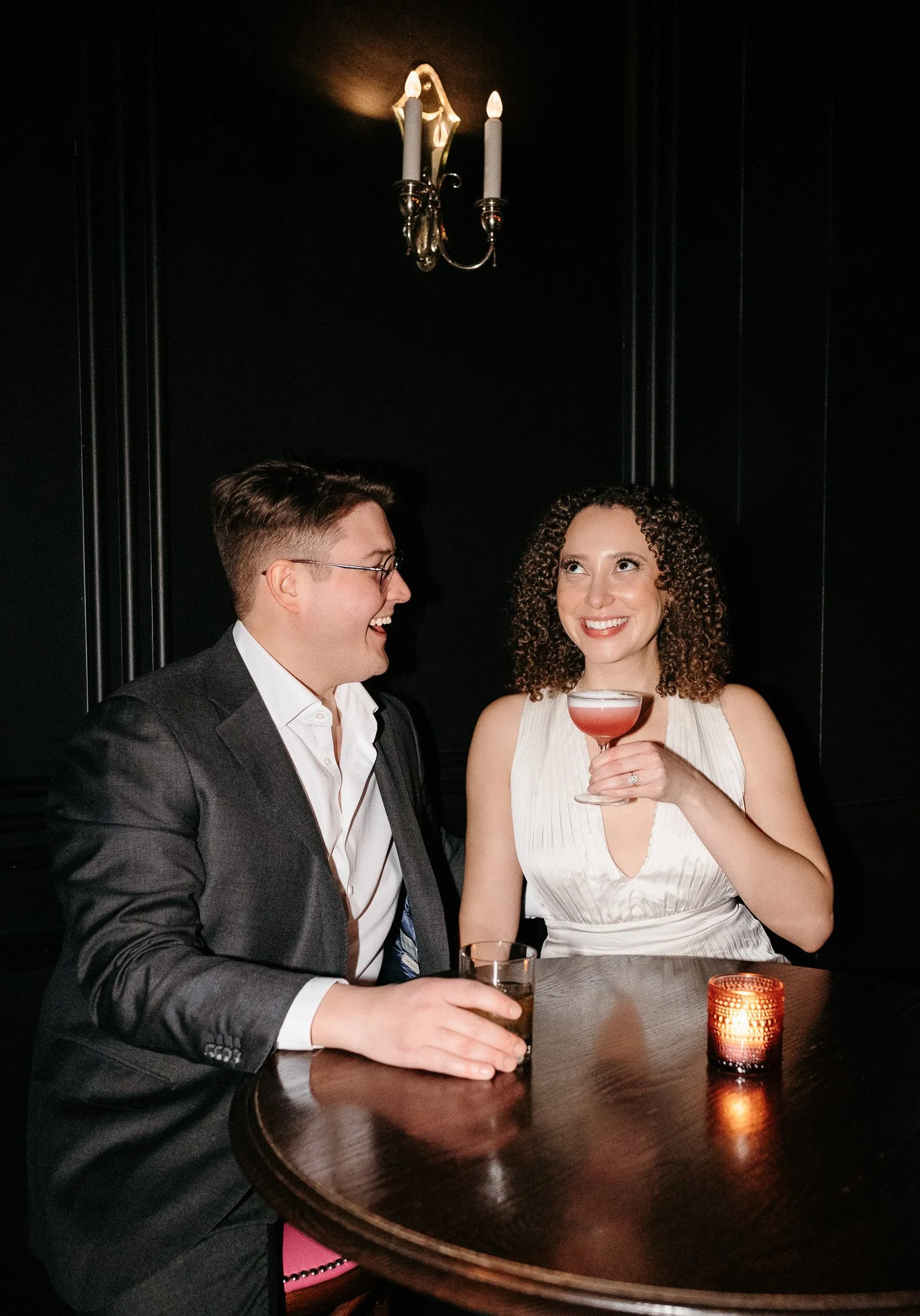 cocktail bar engagement photos