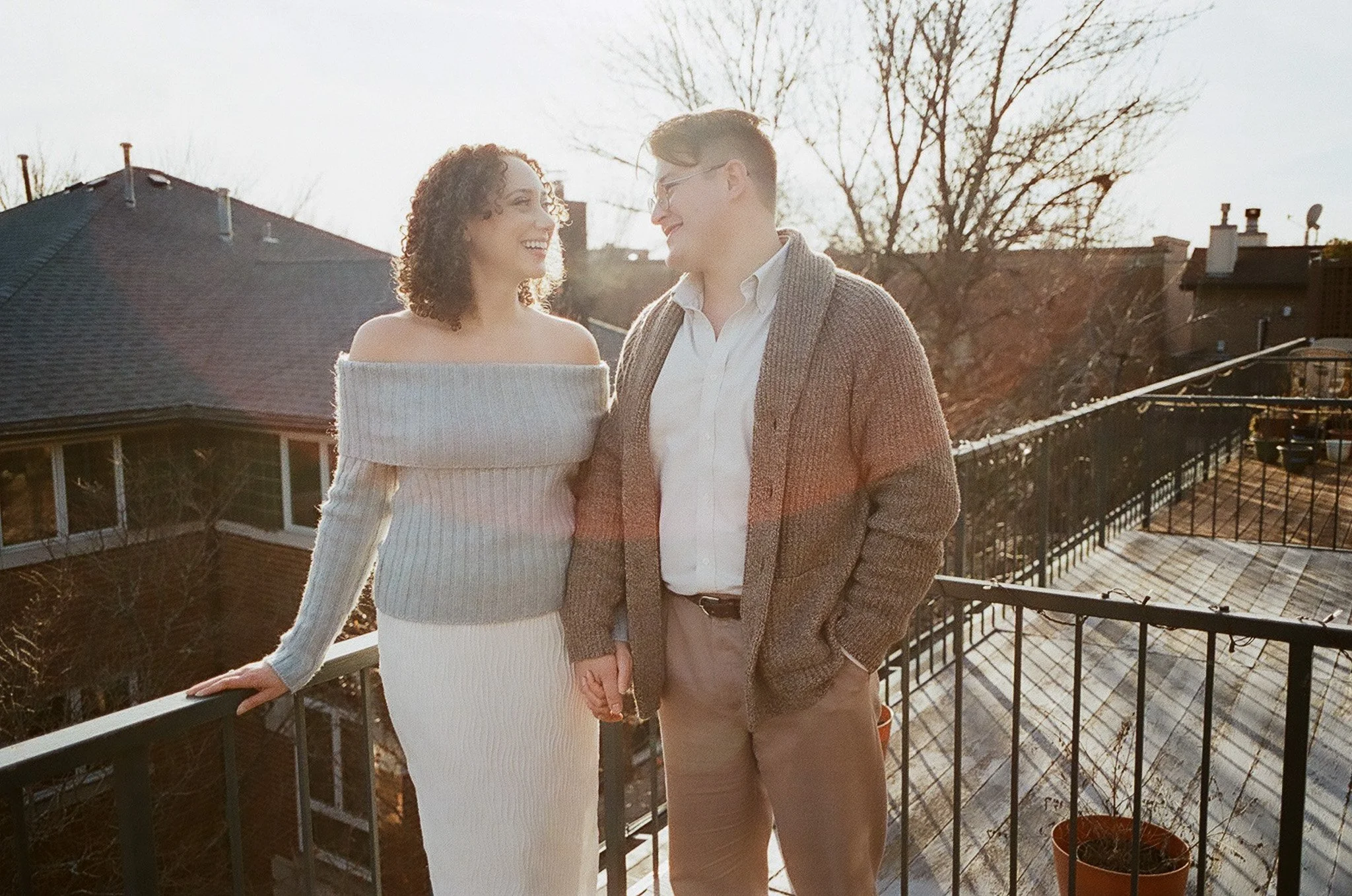couple on their rooftop on film