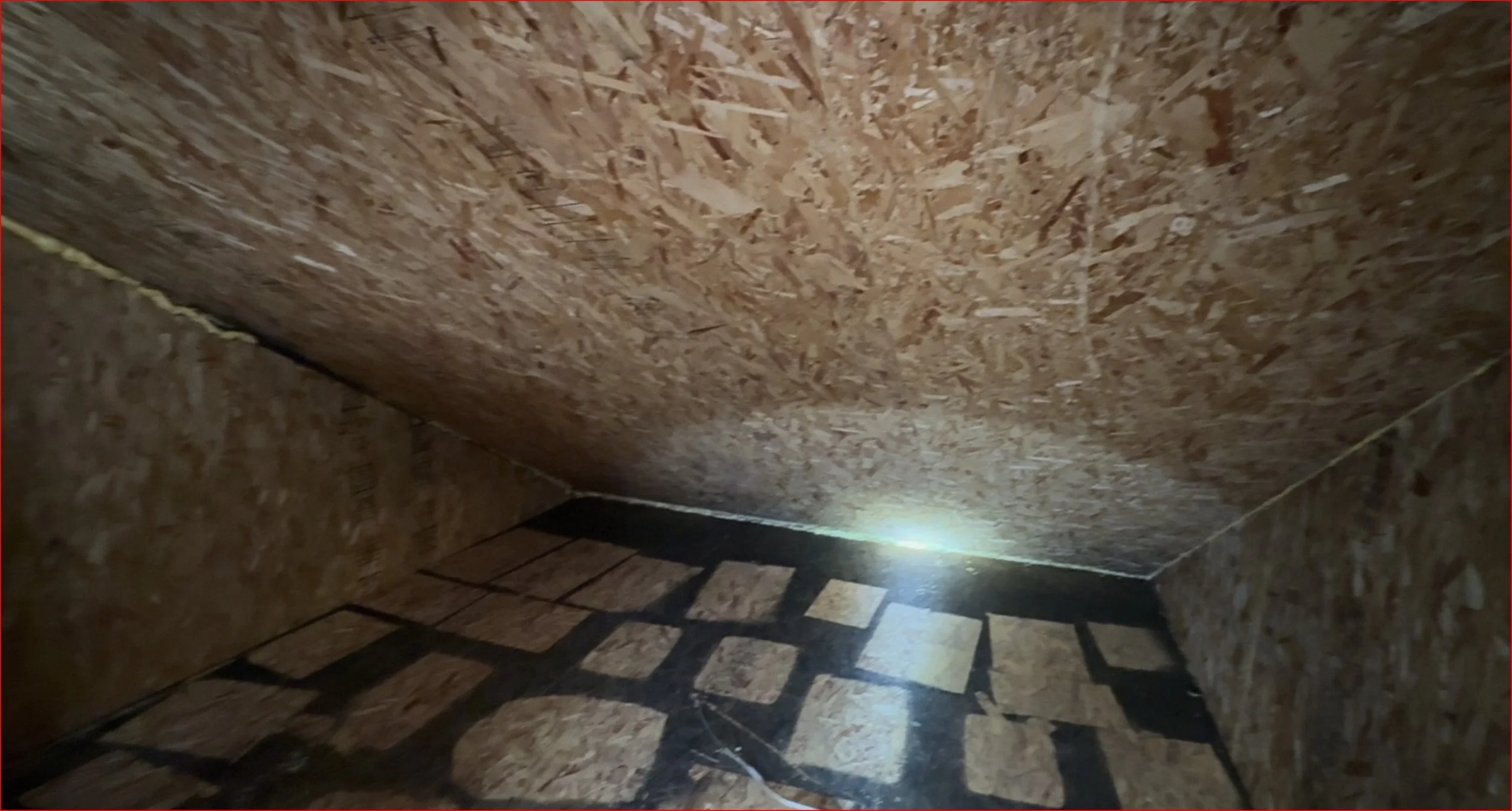 Soot build up on floor and joint between wall and roof