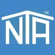 NTA logo in white on a blue background with a stylized mountain design.