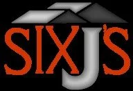 Logo with the words 'Six J's' in stylized black and red text.
