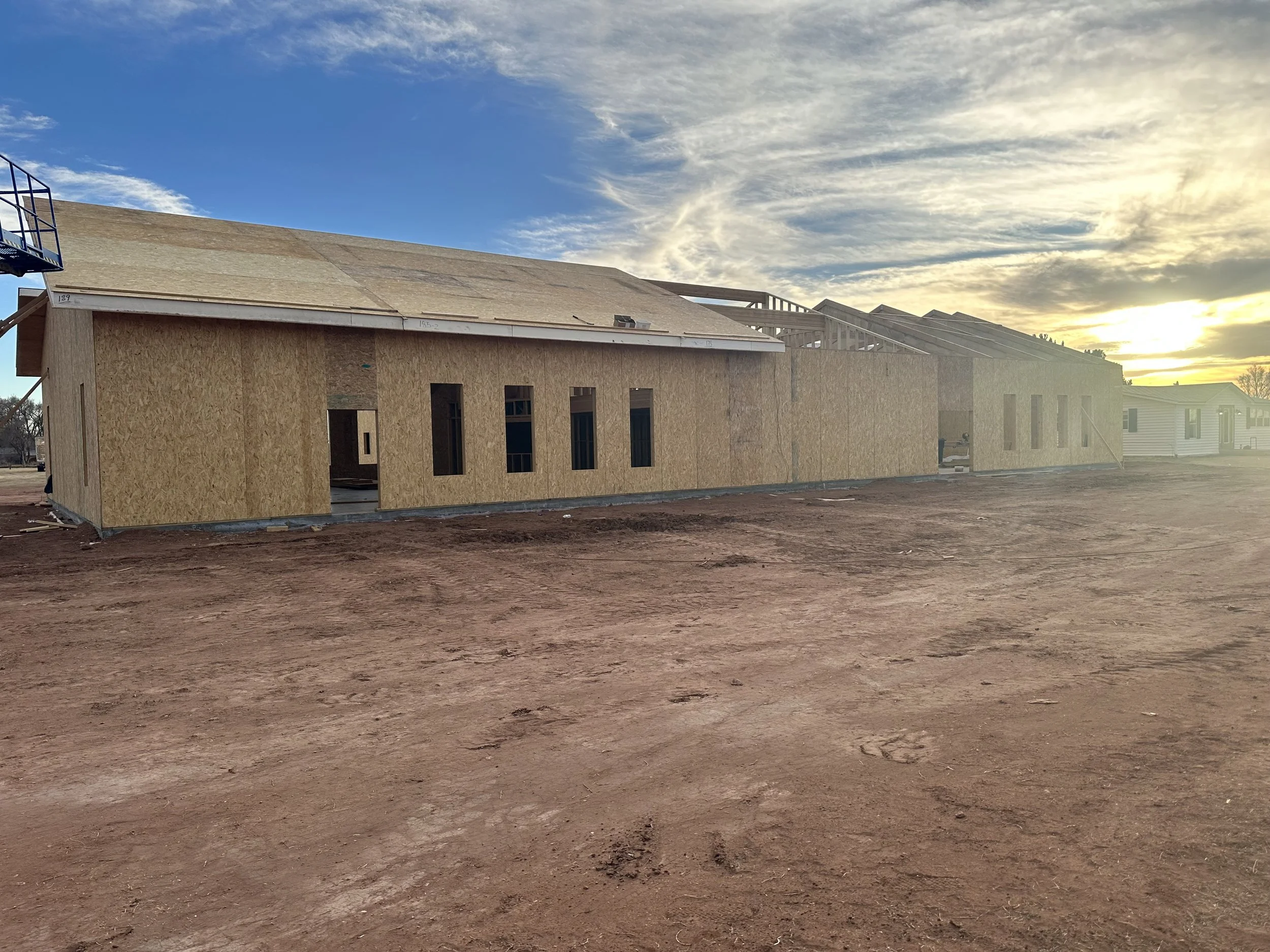 Structural insulated panel building under constructgion