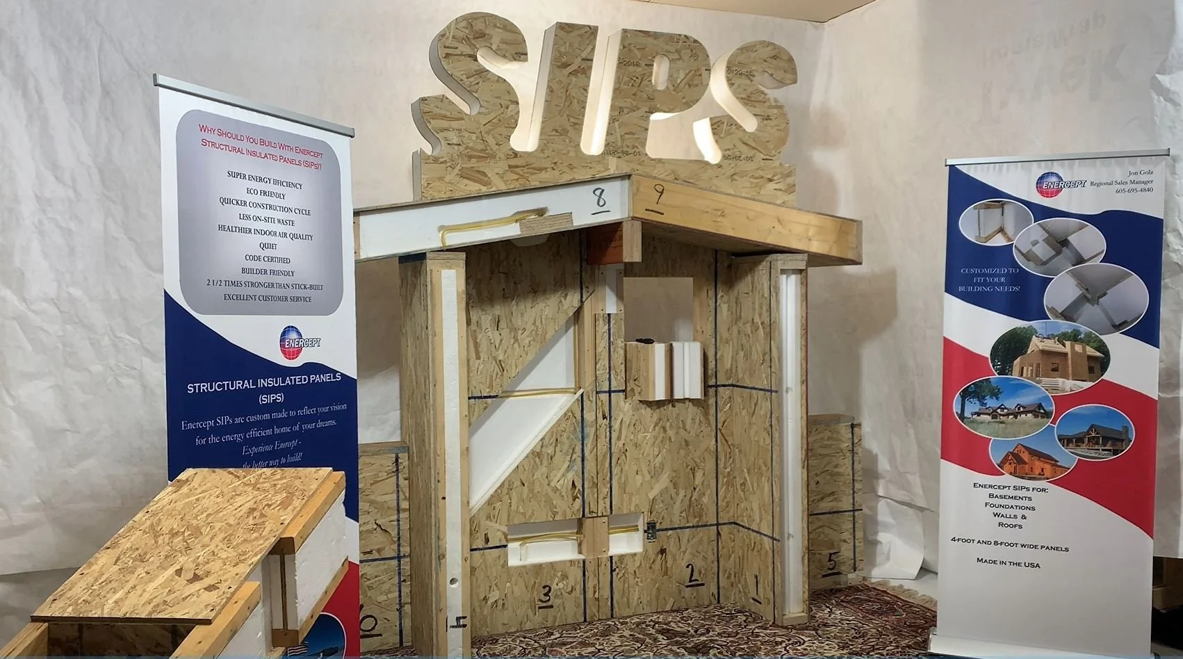 SIP panel display, showing structural insulated panel design options