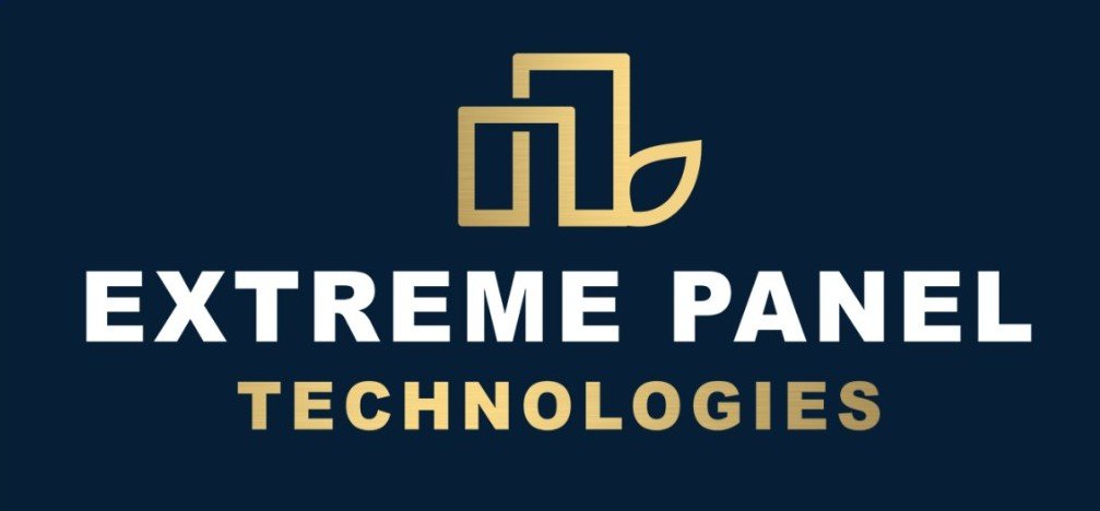 Logo for Extreme Panel Technologies featuring a gold geometric icon above the company's name in white and gold text on a dark blue background.