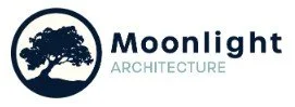 Logo for Moonlight Architecture with a dark circle containing a tree silhouette