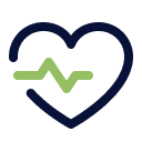 Heart outline with a heartbeat line inside