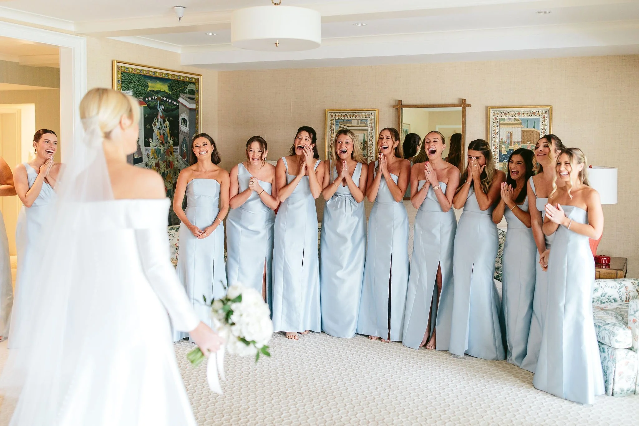 chicago bridesmaid seeing bride for the first time