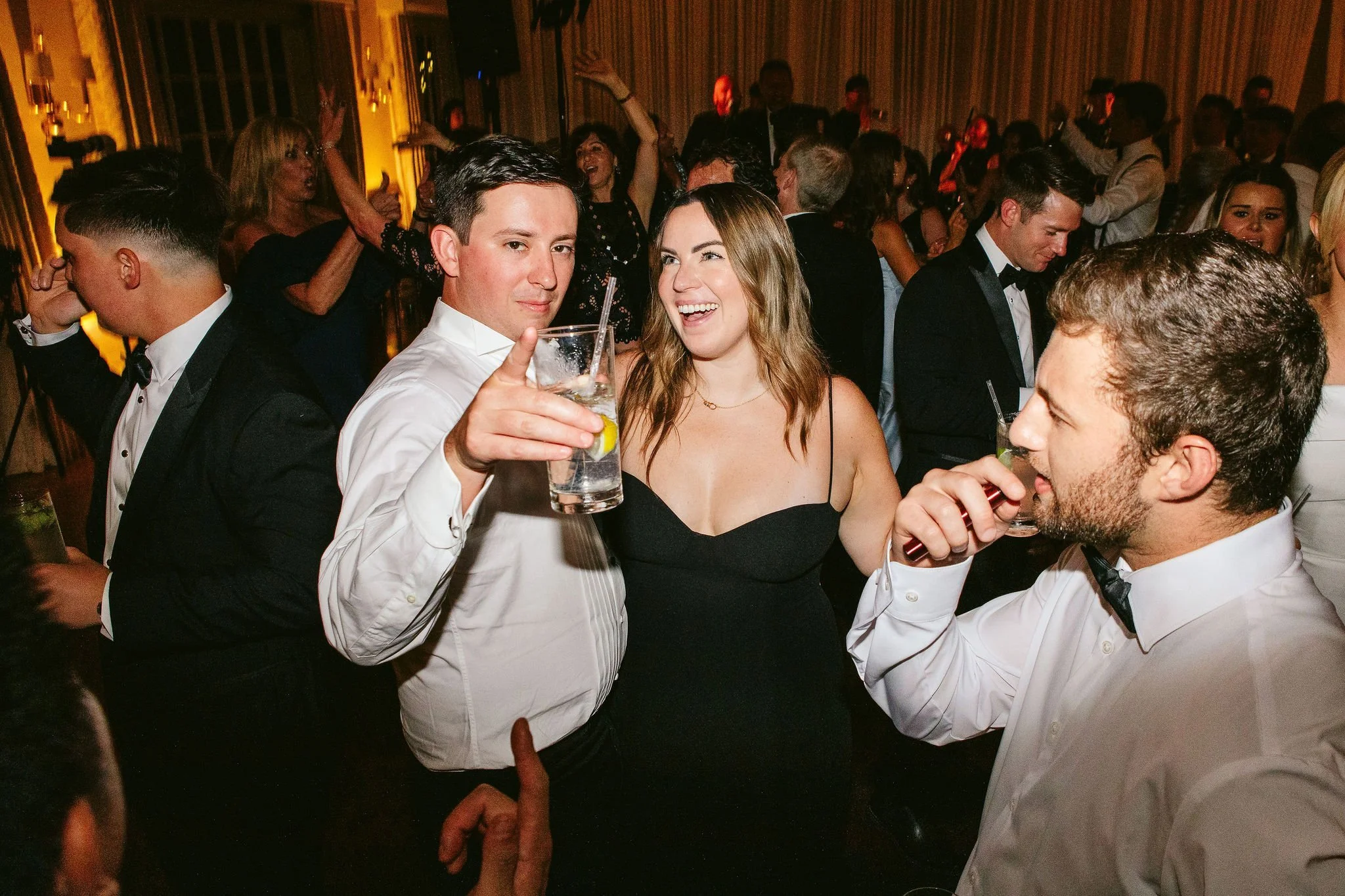 guests on the dance floor at wilmette wedding