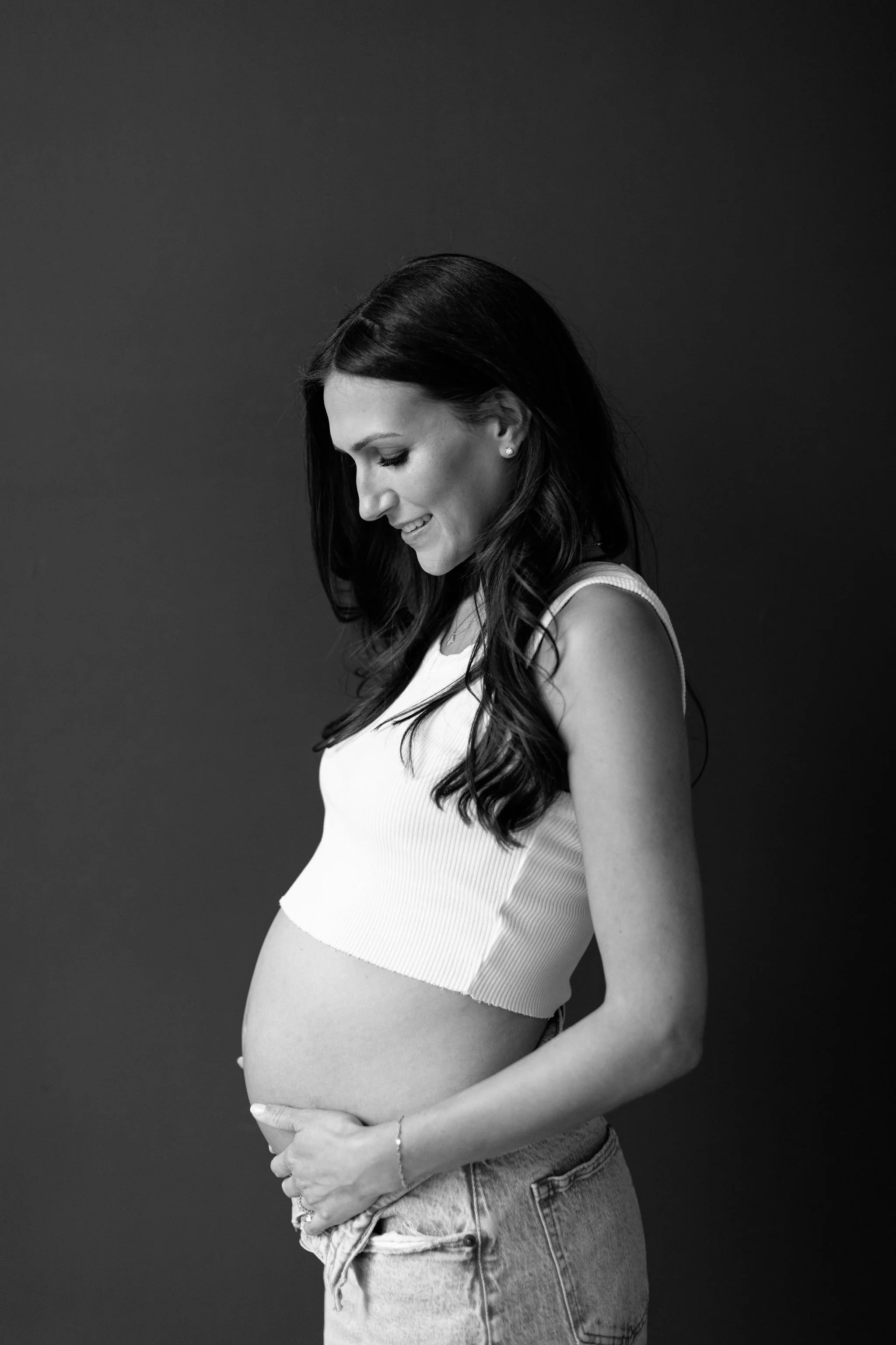 Classic black and white maternity photo