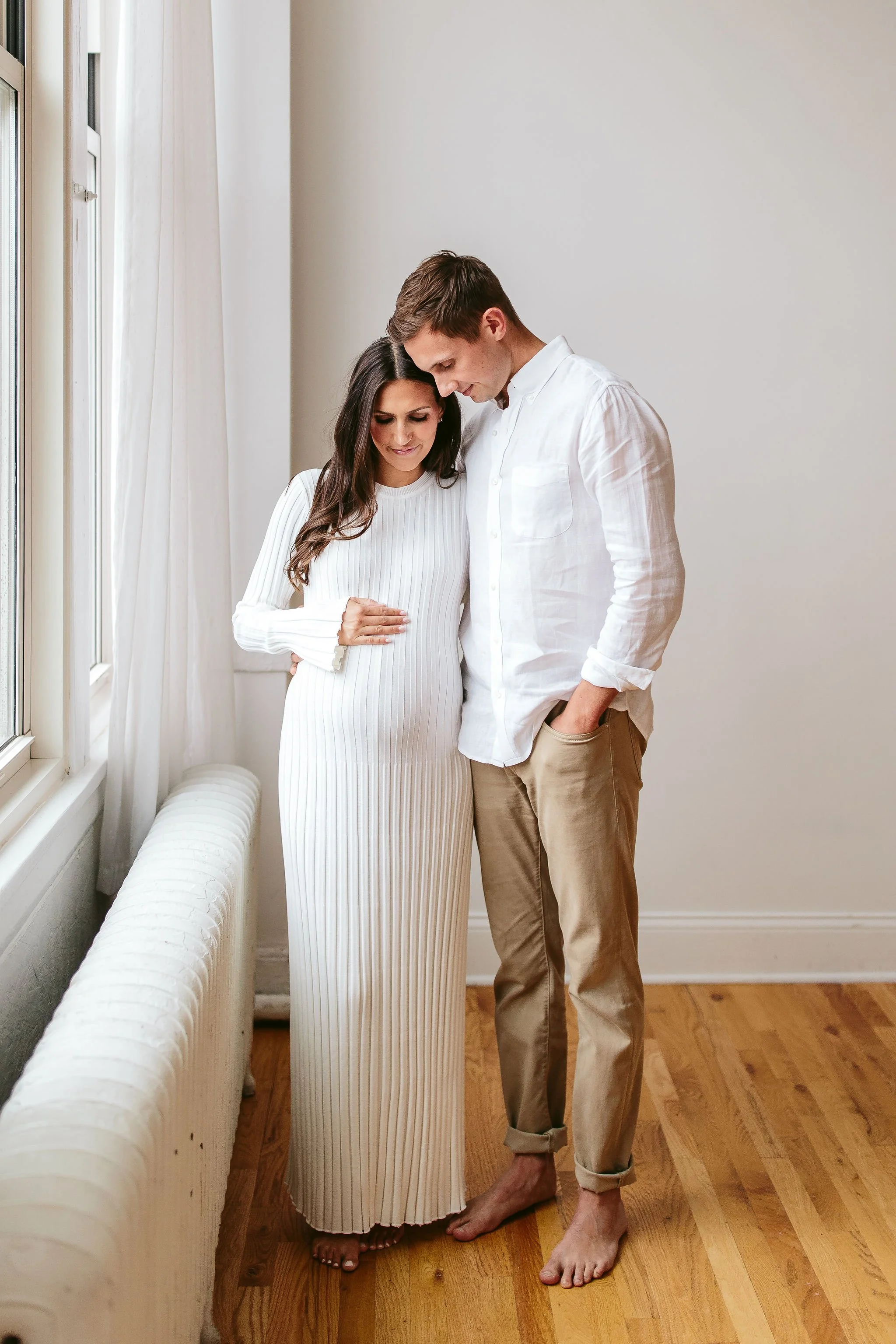 Chicago maternity session in a white studio
